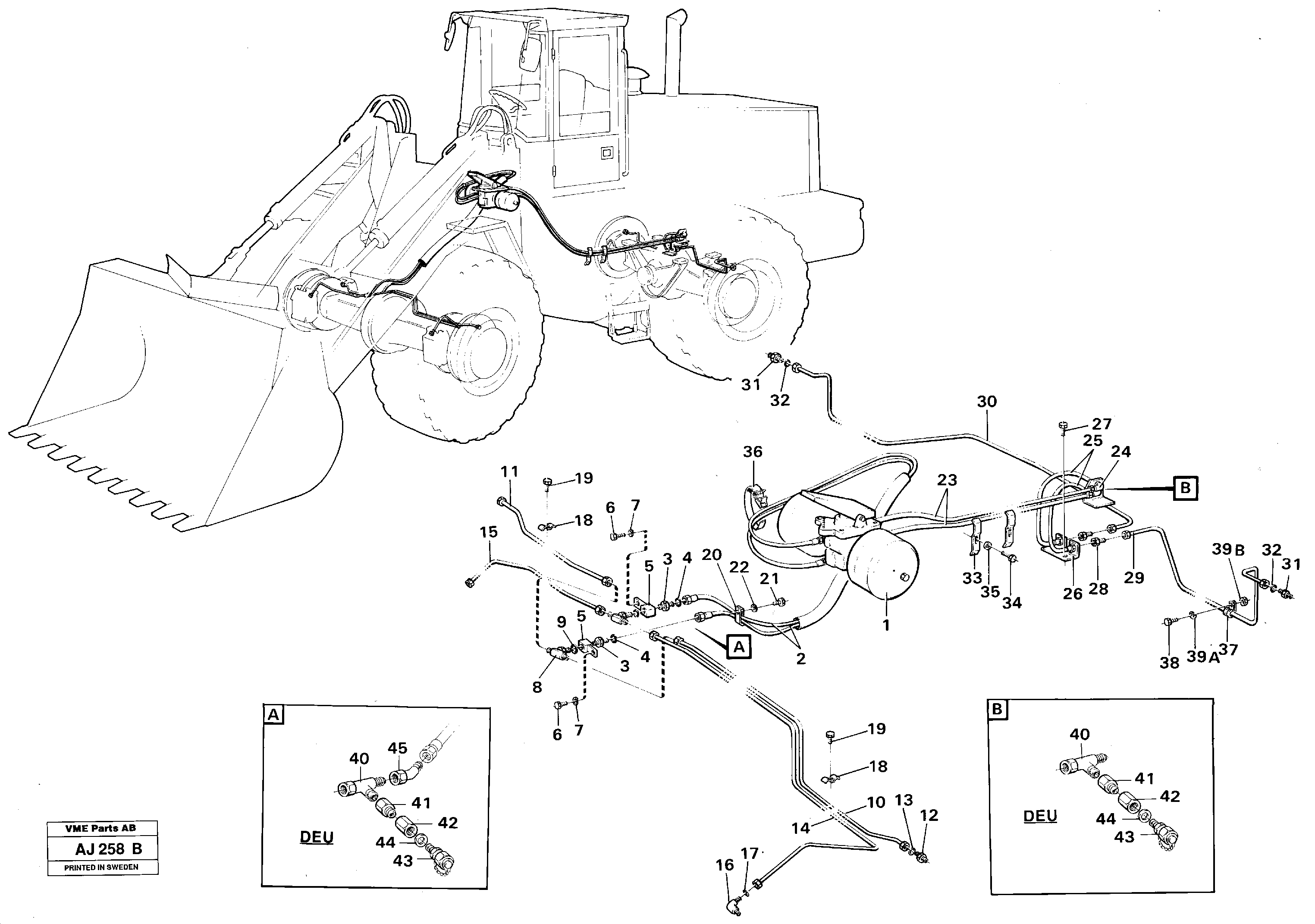 Brake pipes: Footbrake valve - front - and rear axle — volvo parts diagram