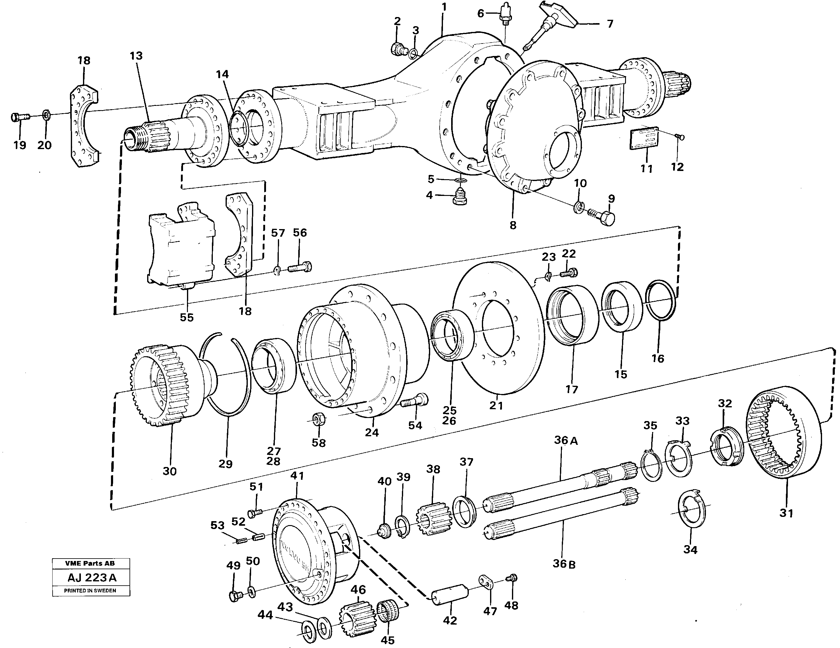 Drive axle, front  AH 60 I, AH 65 B — volvo parts diagram