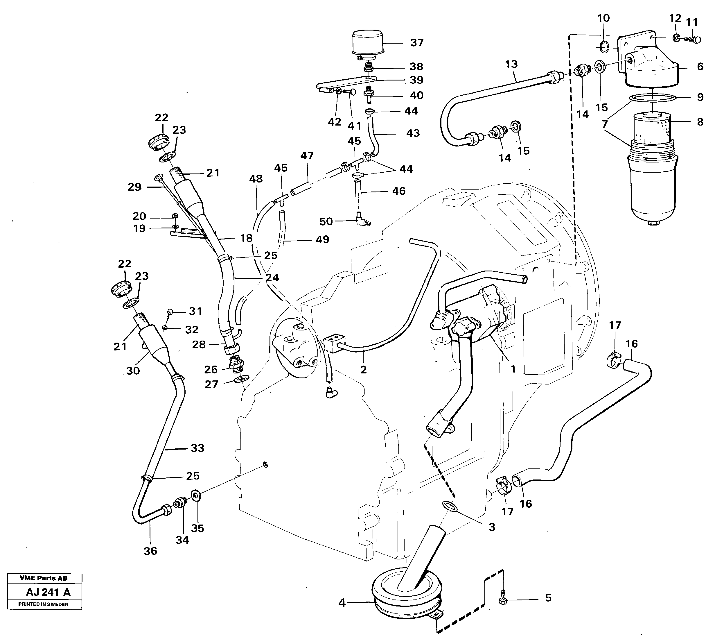 Oil filler and dipstick — volvo parts diagram