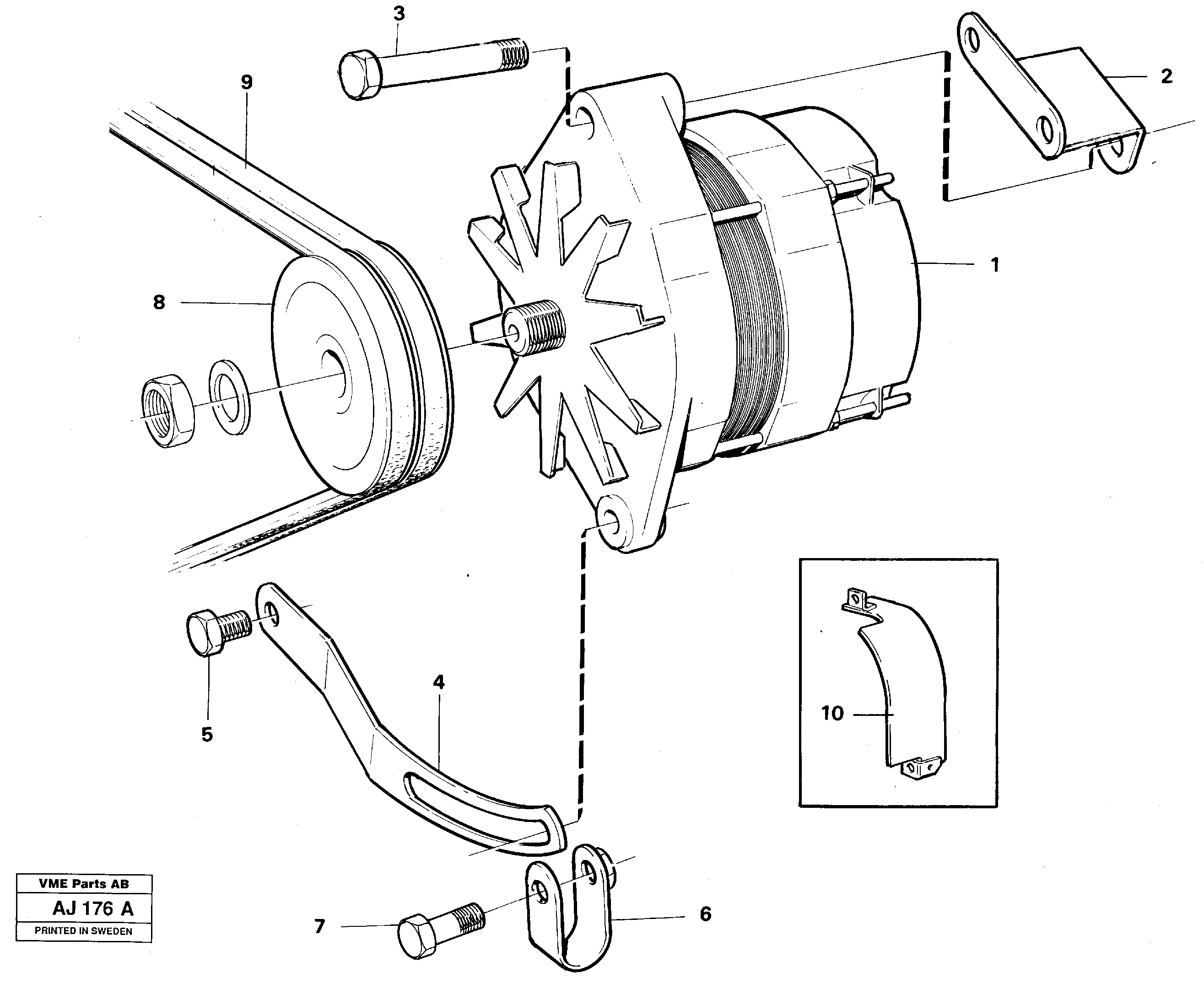 Alternator with assembling details — volvo parts diagram