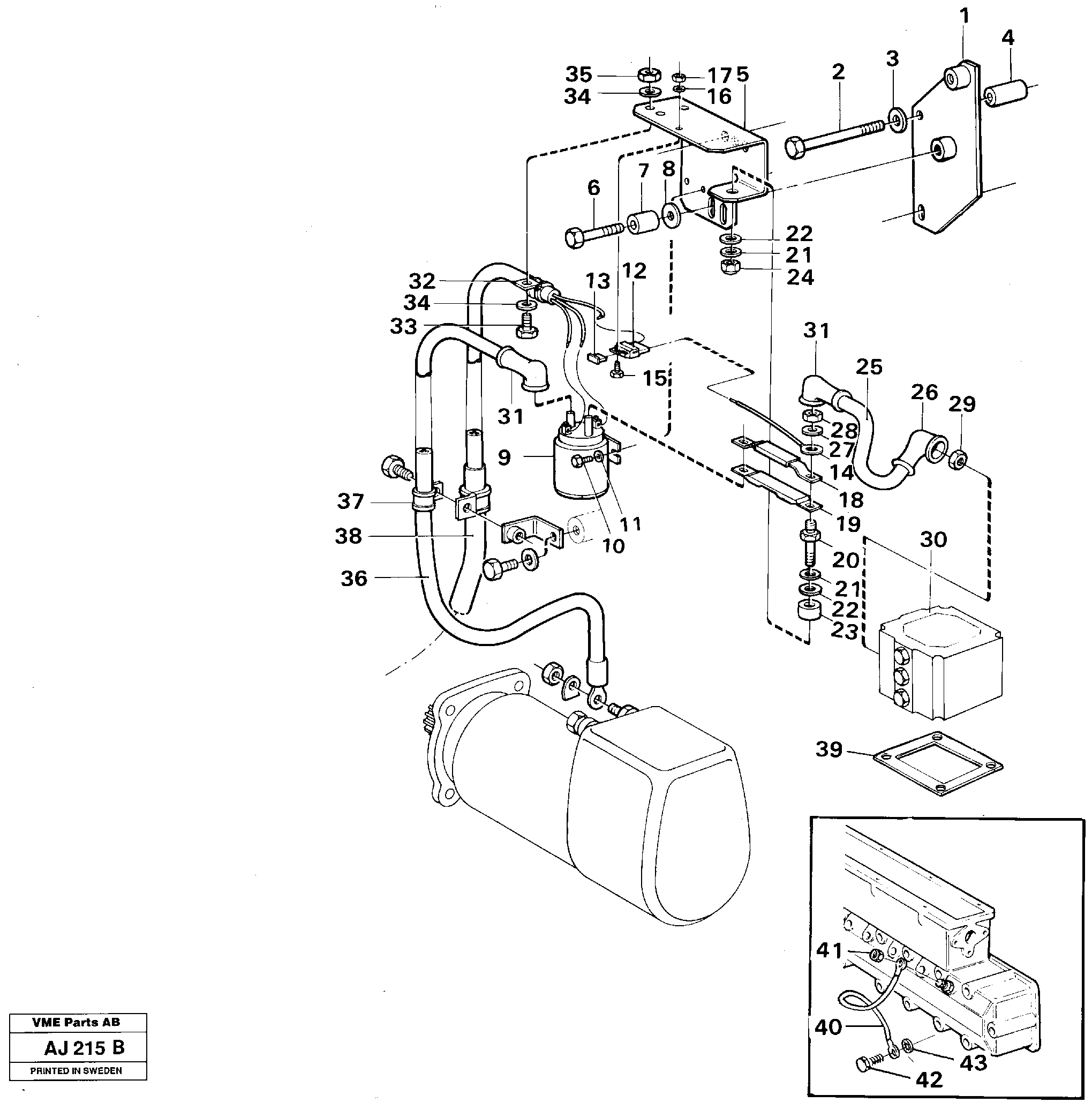 Starter element with fitting parts  92027, 92005 — volvo parts diagram