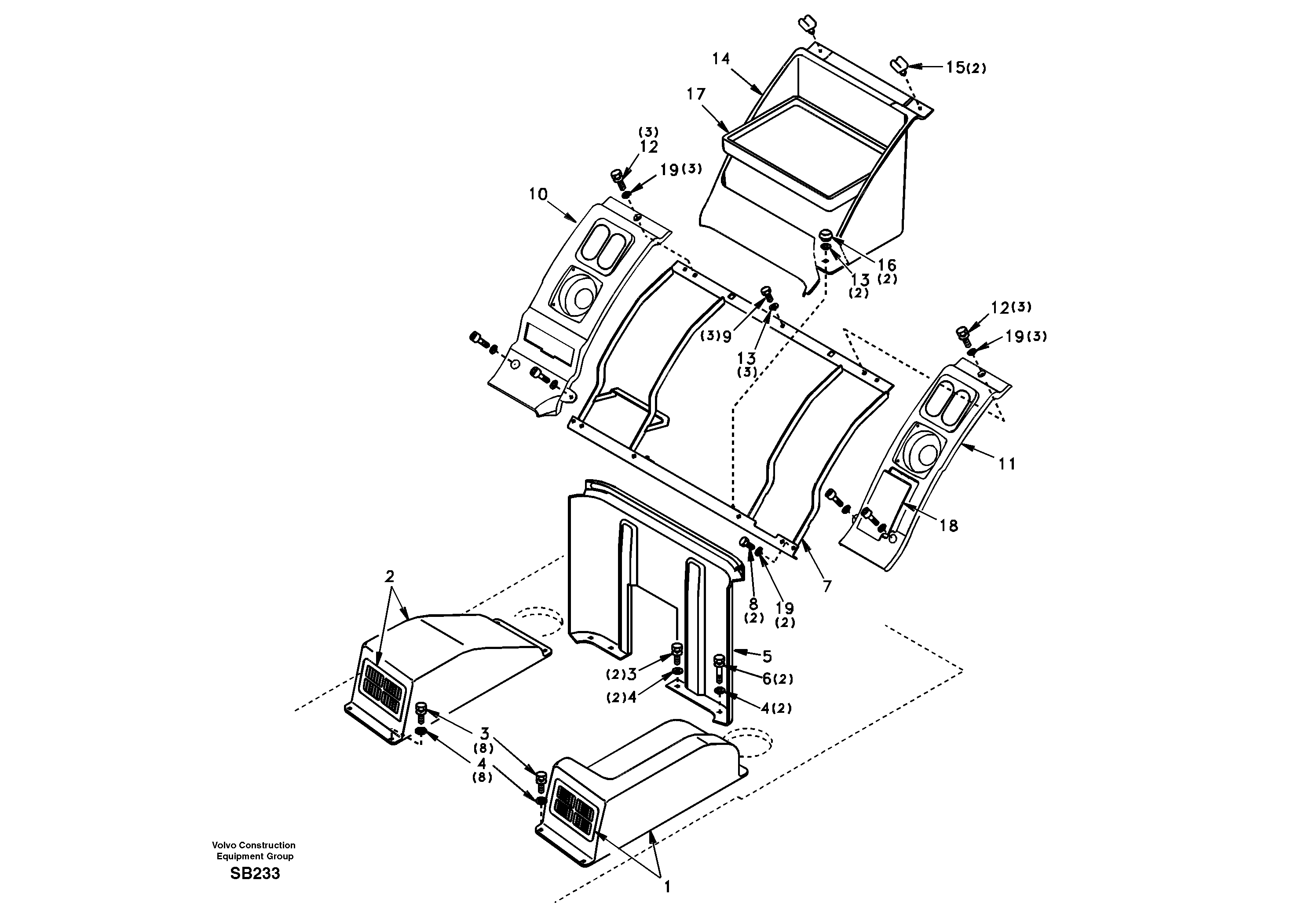 Instrument panel, radio panel — volvo parts diagram