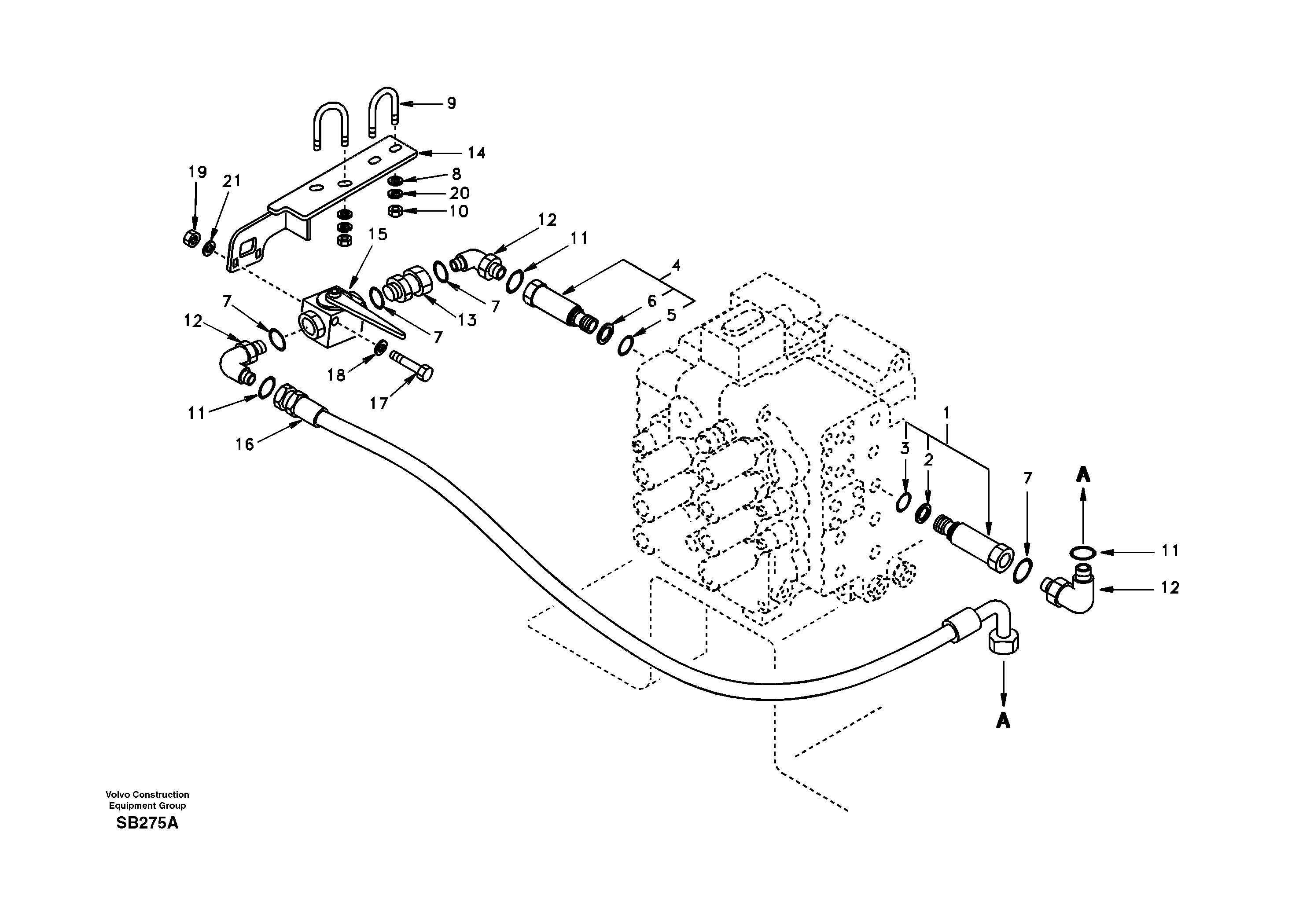 Working hydraulic, hammer and shear for 2nd pump flow — volvo parts diagram