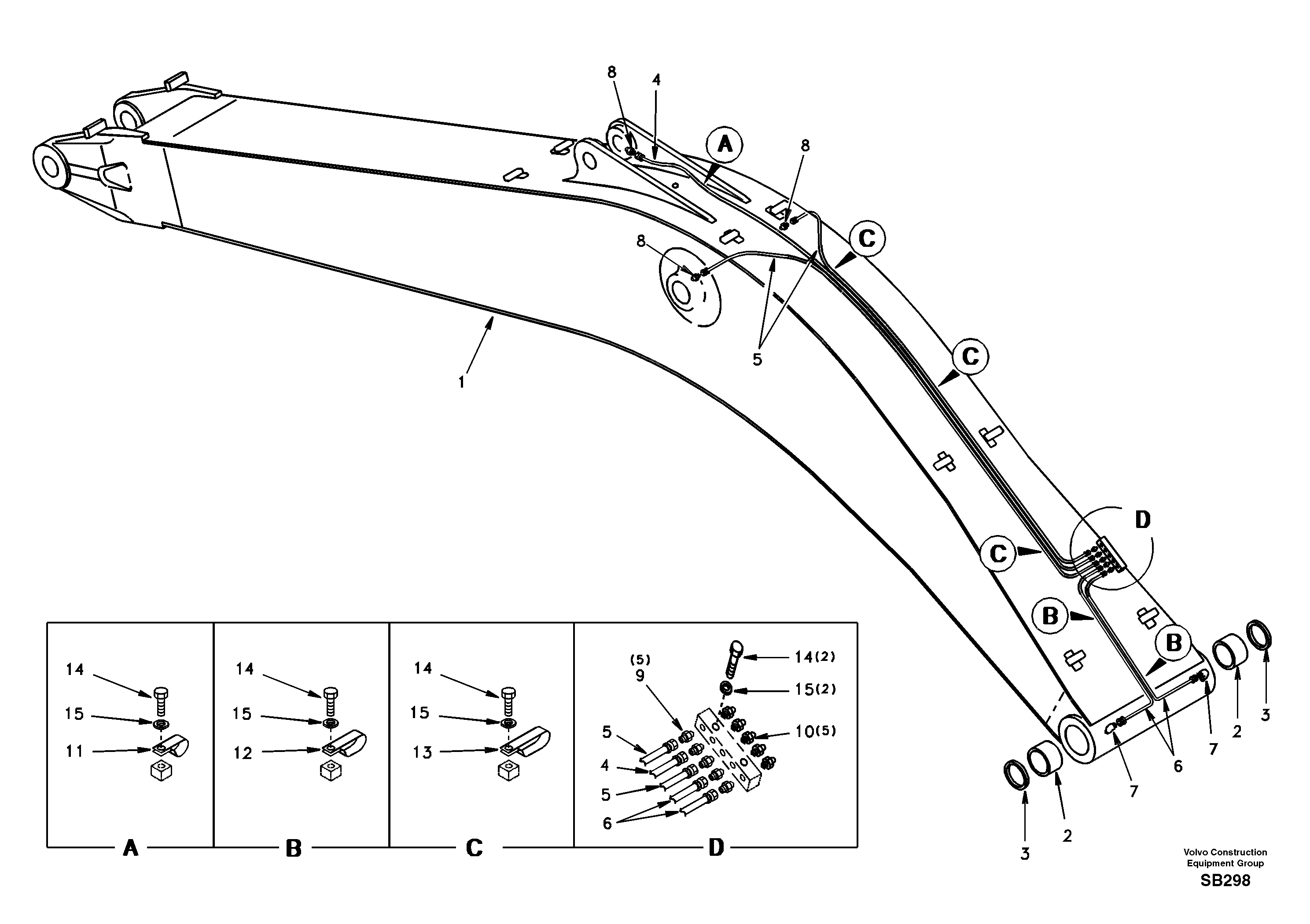 Boom and grease piping, mono — volvo parts diagram