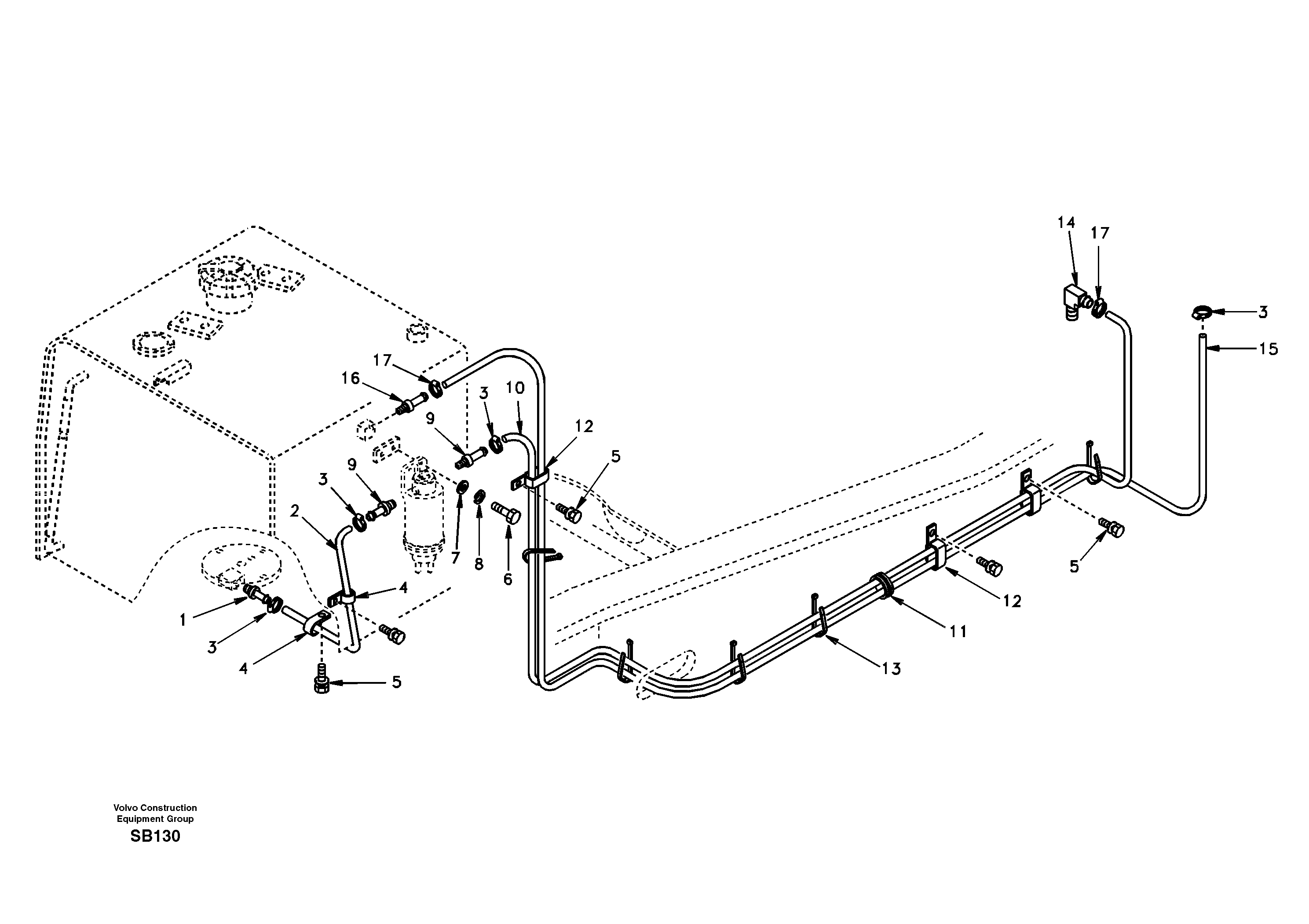 Fuel pipe - Fuel tank — volvo parts diagram