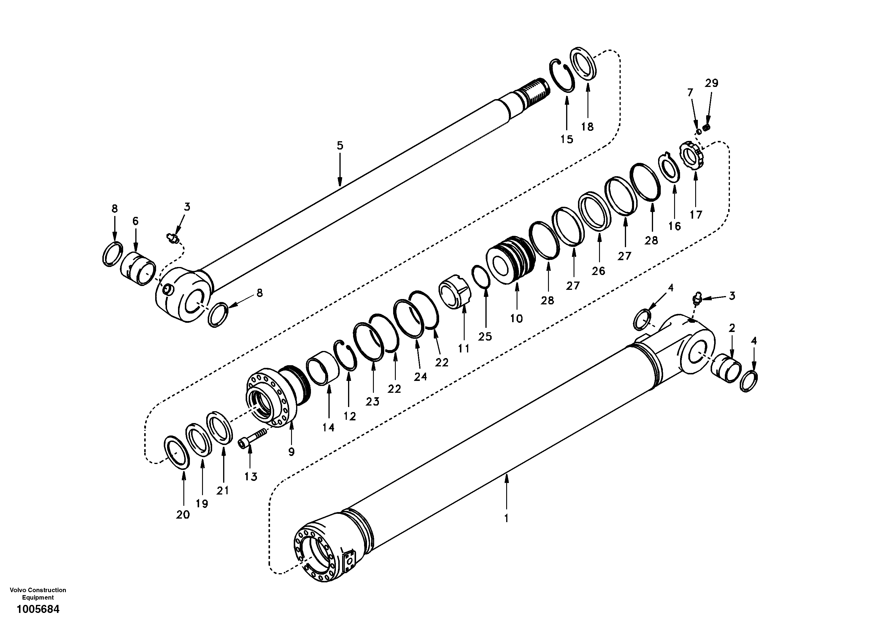 Bucket cylinder, super long boom — volvo parts diagram