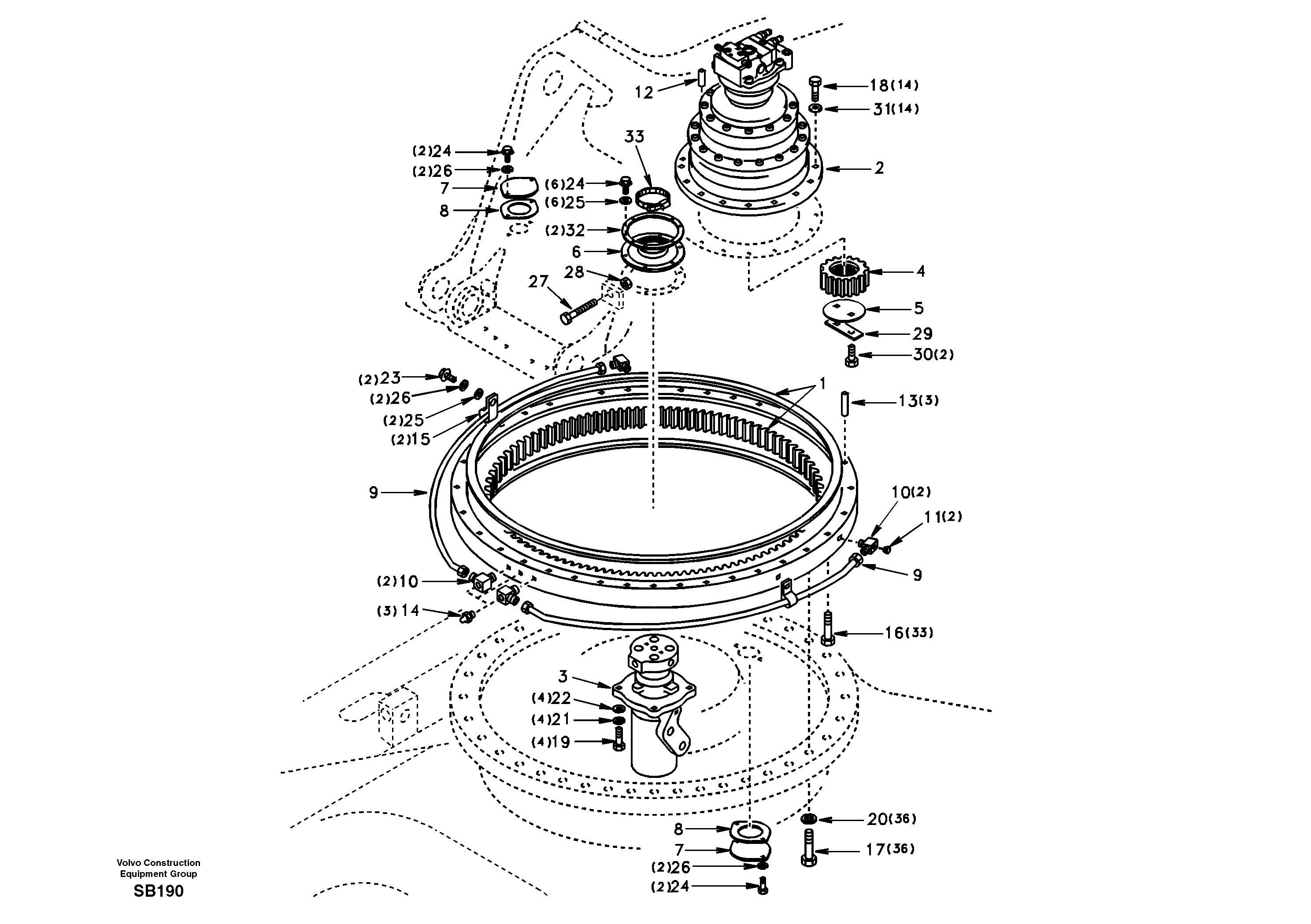 Swing system — volvo parts diagram