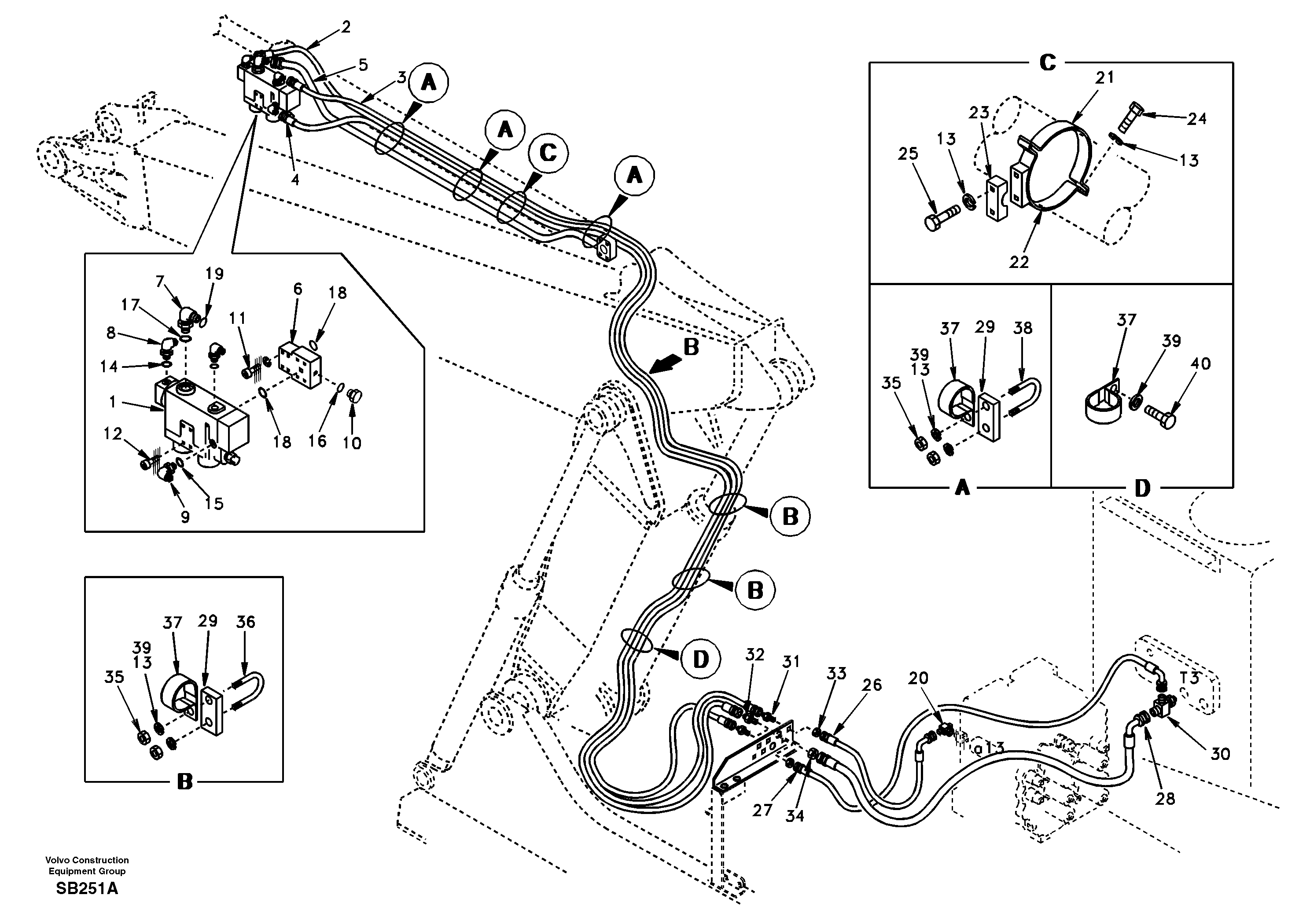 Working hydraulic, dipper arm rupture and adjustable boom — volvo parts diagram