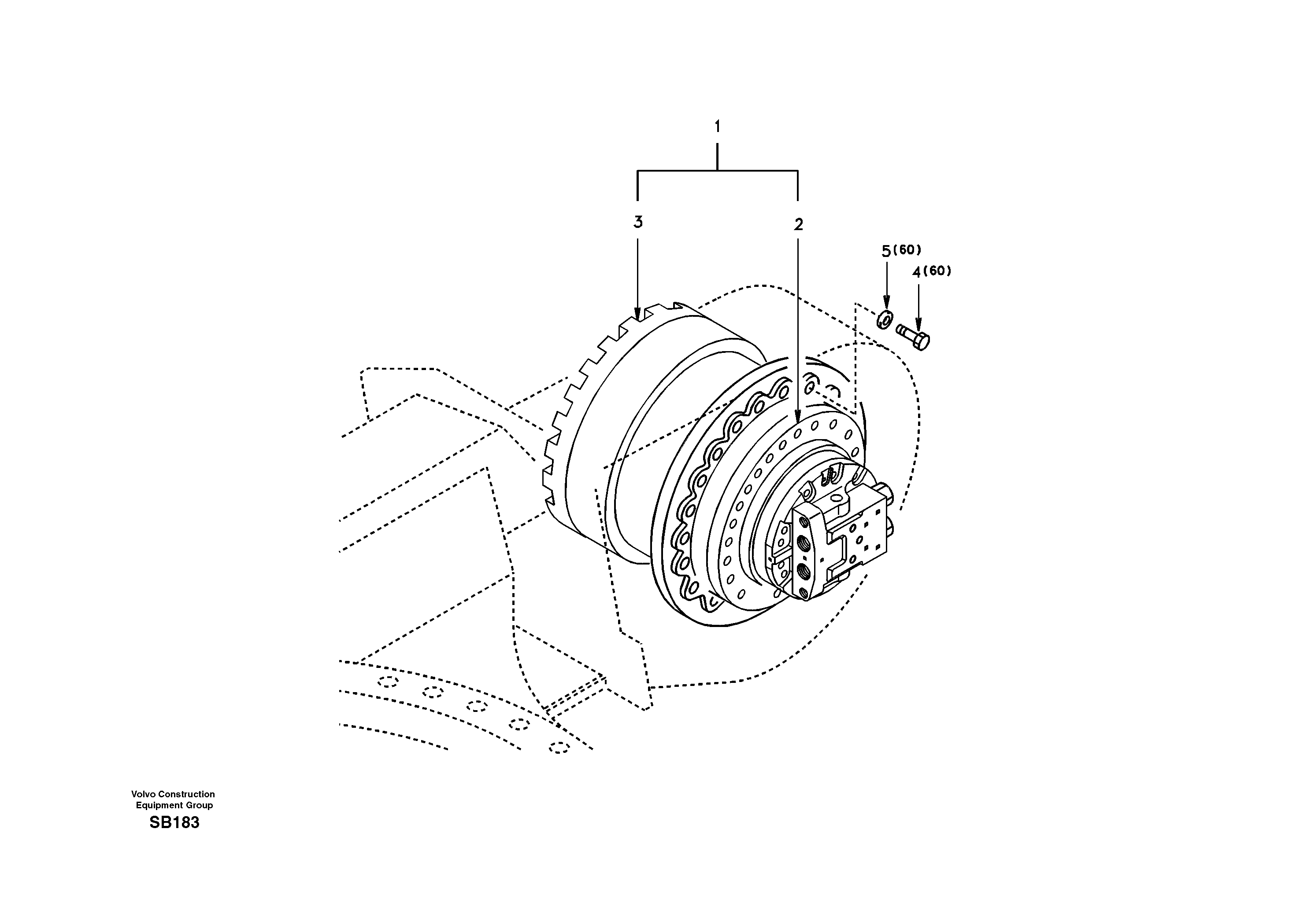 Travel motor with mounting parts — volvo parts diagram