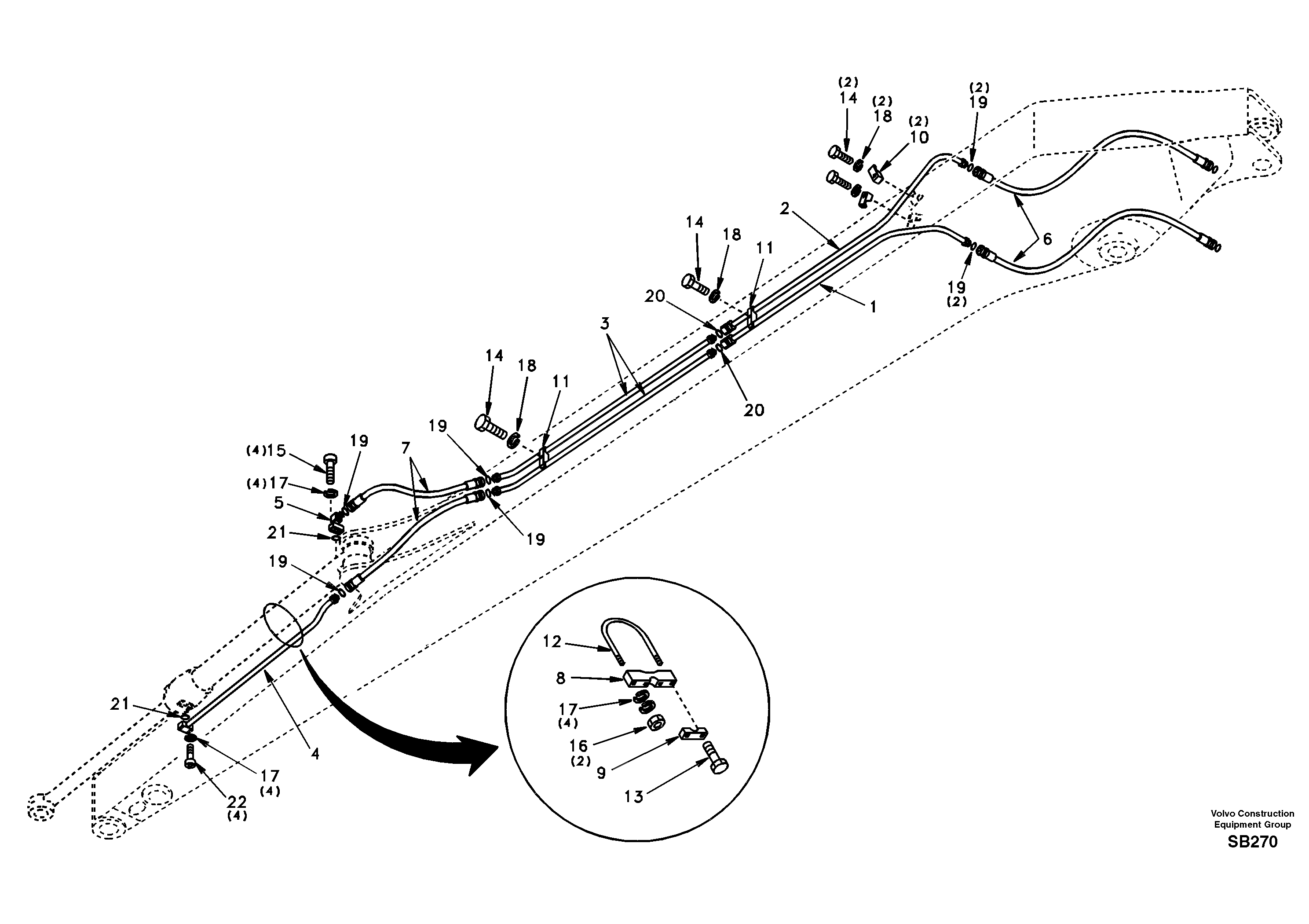 Working hydraulic, long dipper arm — volvo parts diagram