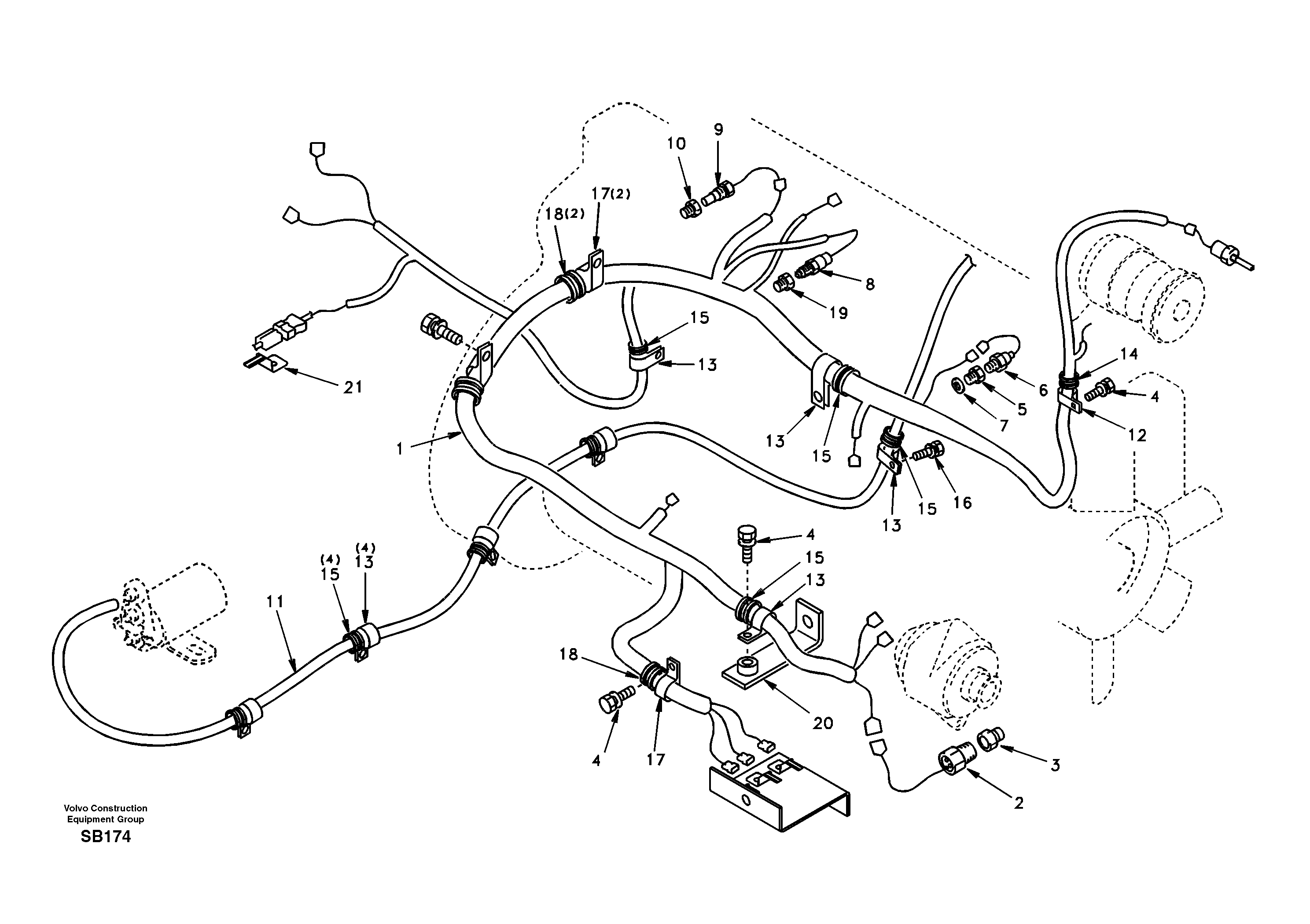 Cable harness, engine — volvo parts diagram