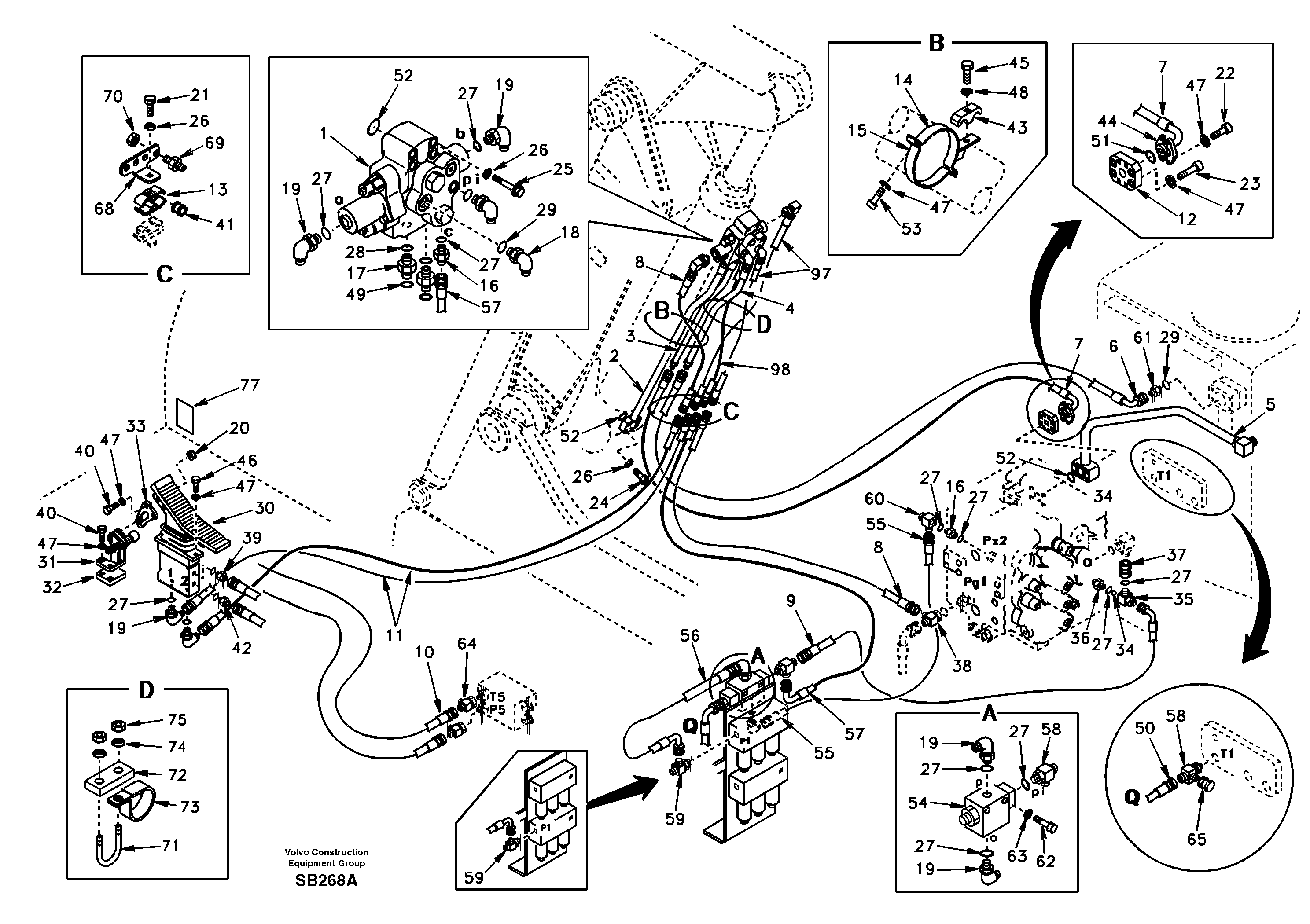 Working hydraulic, adjustable boom for upper — volvo parts diagram