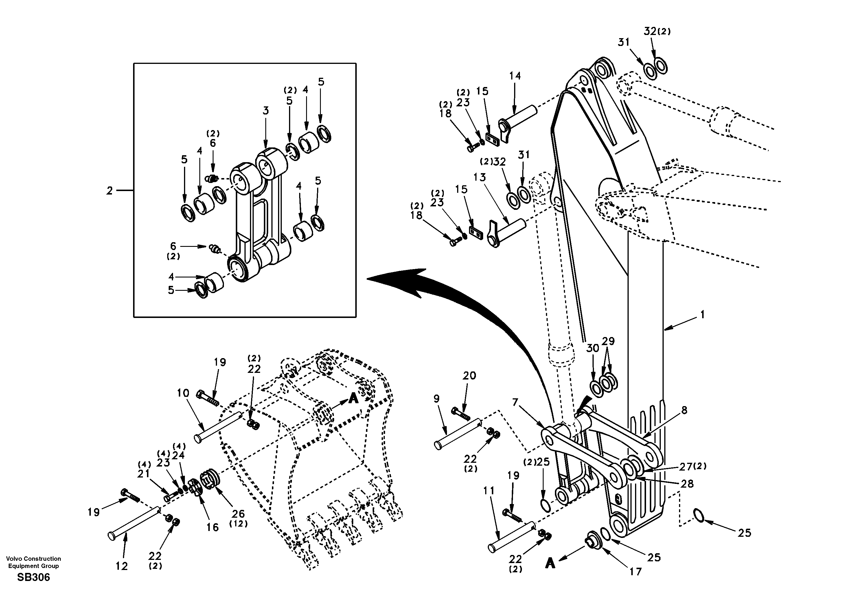 Links to dipper arm — volvo parts diagram