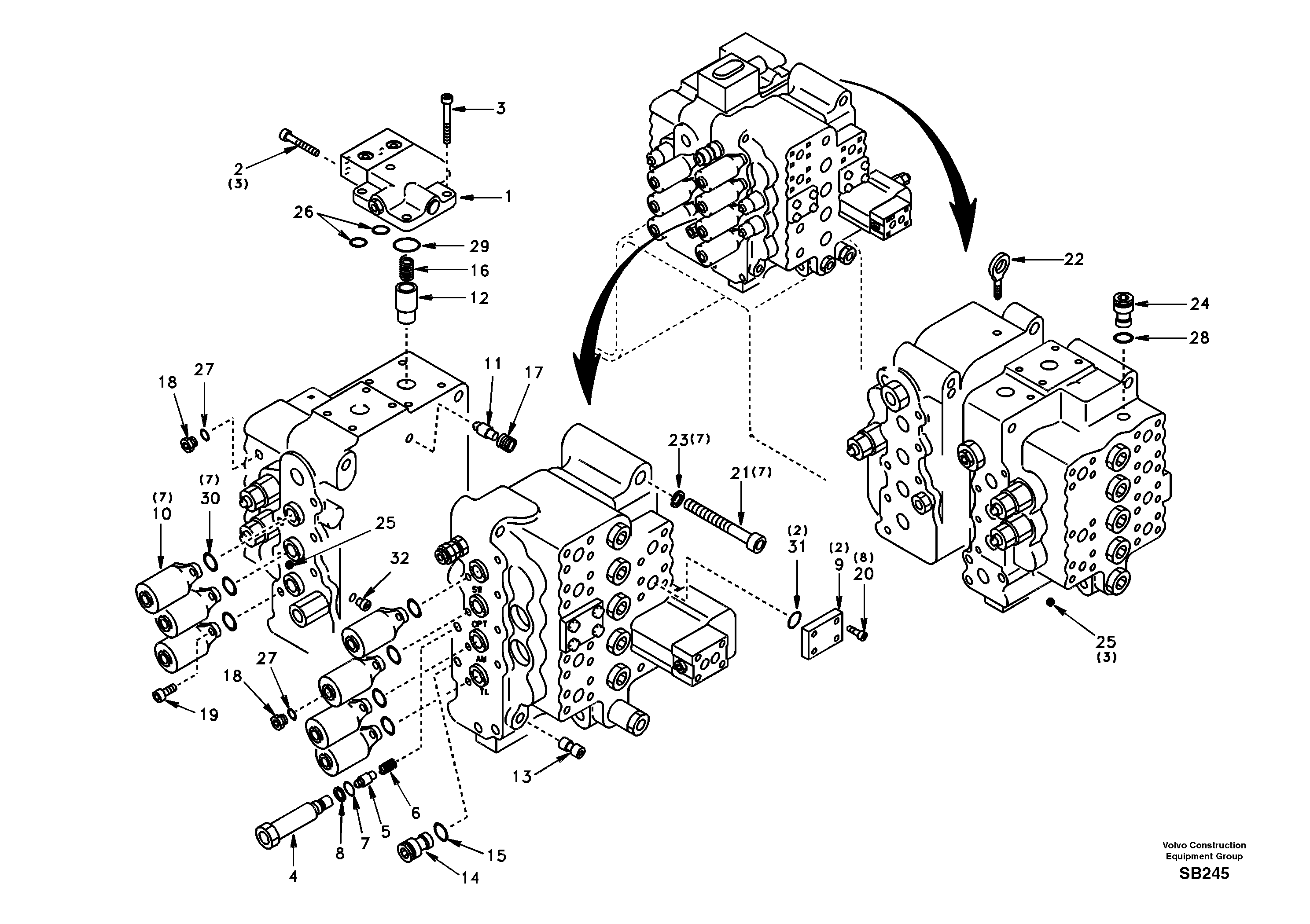 Control valve with fitting parts. — volvo parts diagram