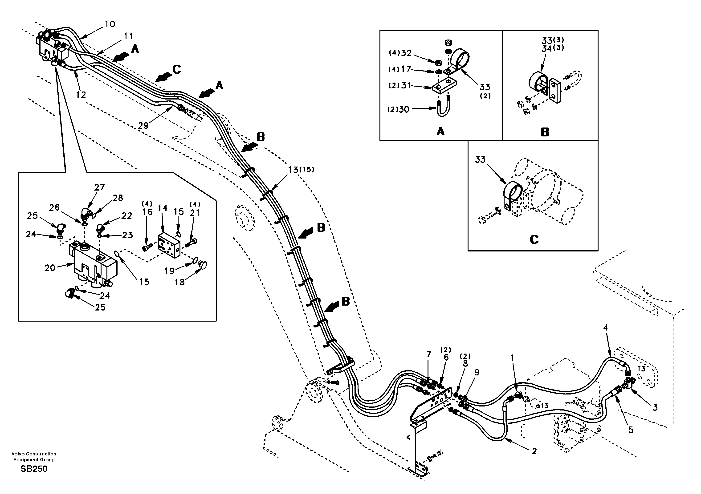 Working hydraulic, dipper arm rupture — volvo parts diagram