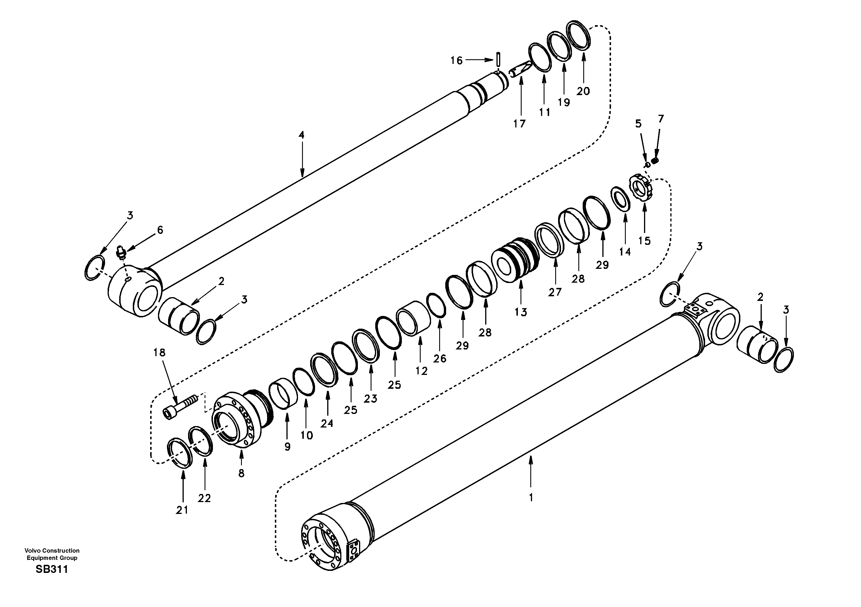 Dipper arm cylinder — volvo parts diagram