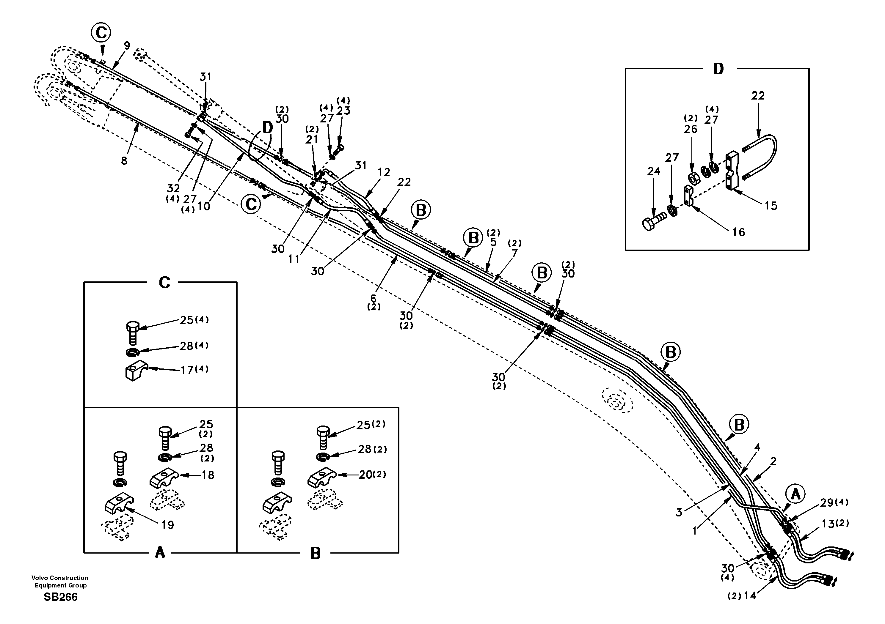 Working hydraulic, long boom — volvo parts diagram