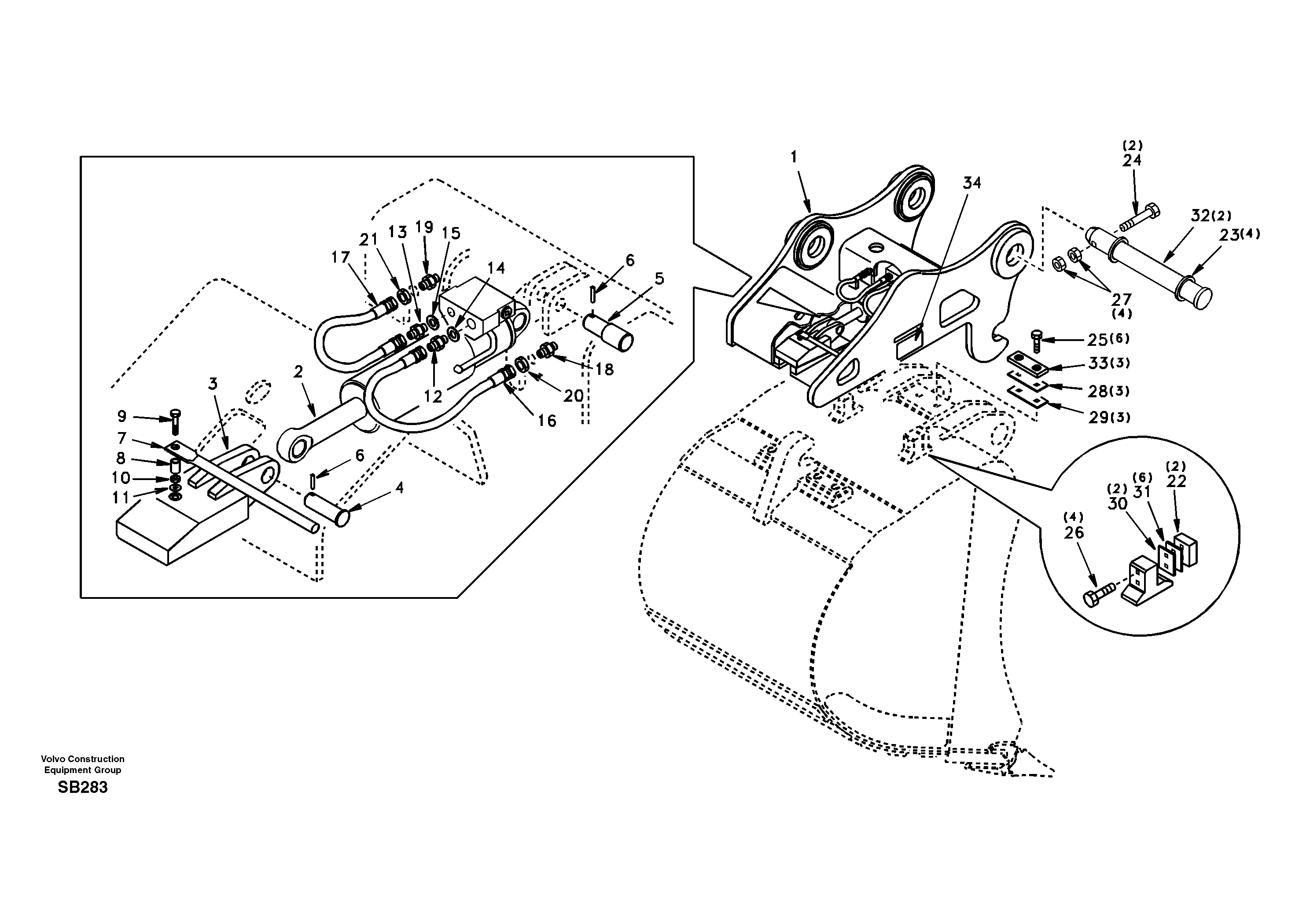 Attachment bracket, quickfit — volvo parts diagram