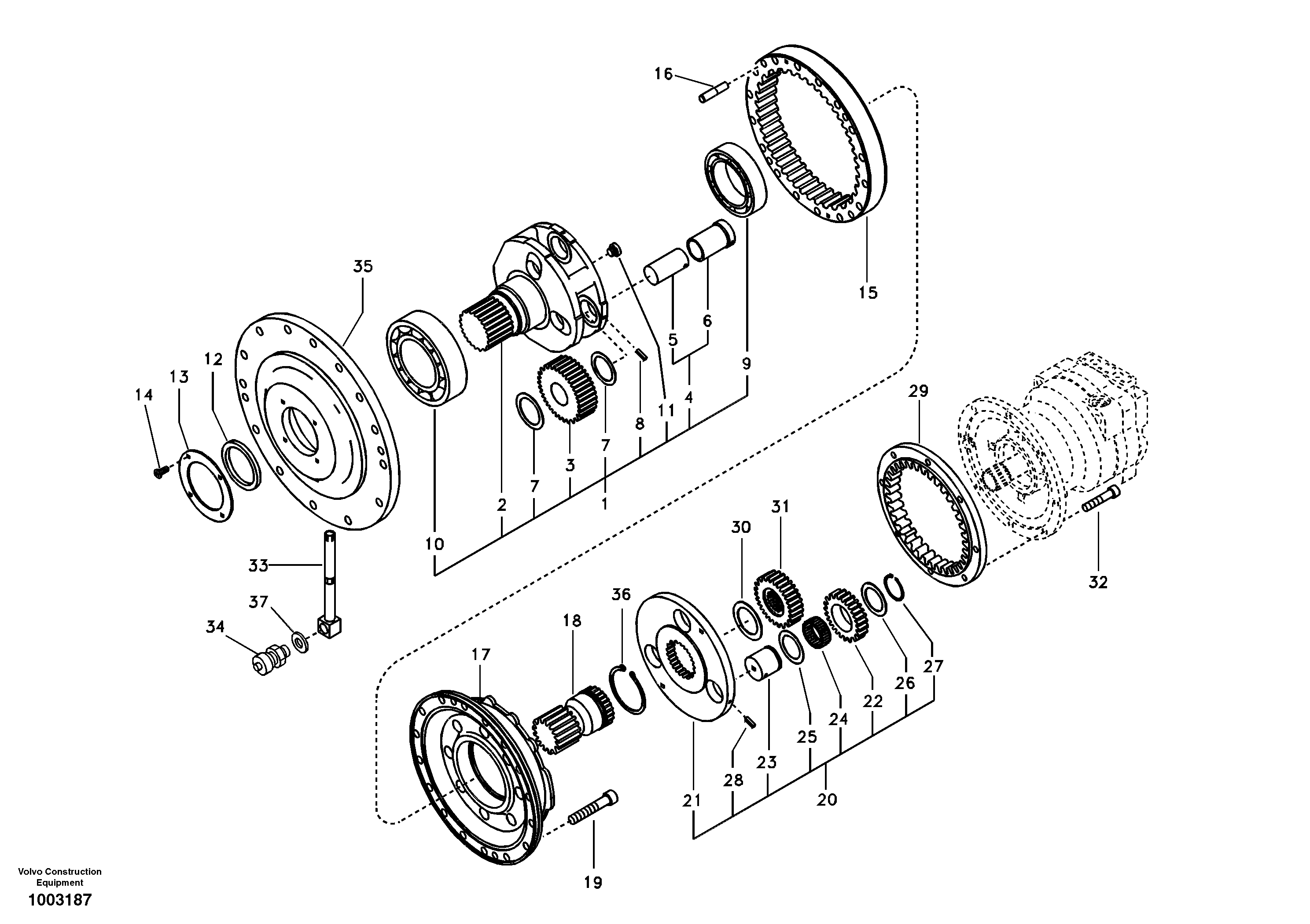 Swing gearbox — volvo parts diagram