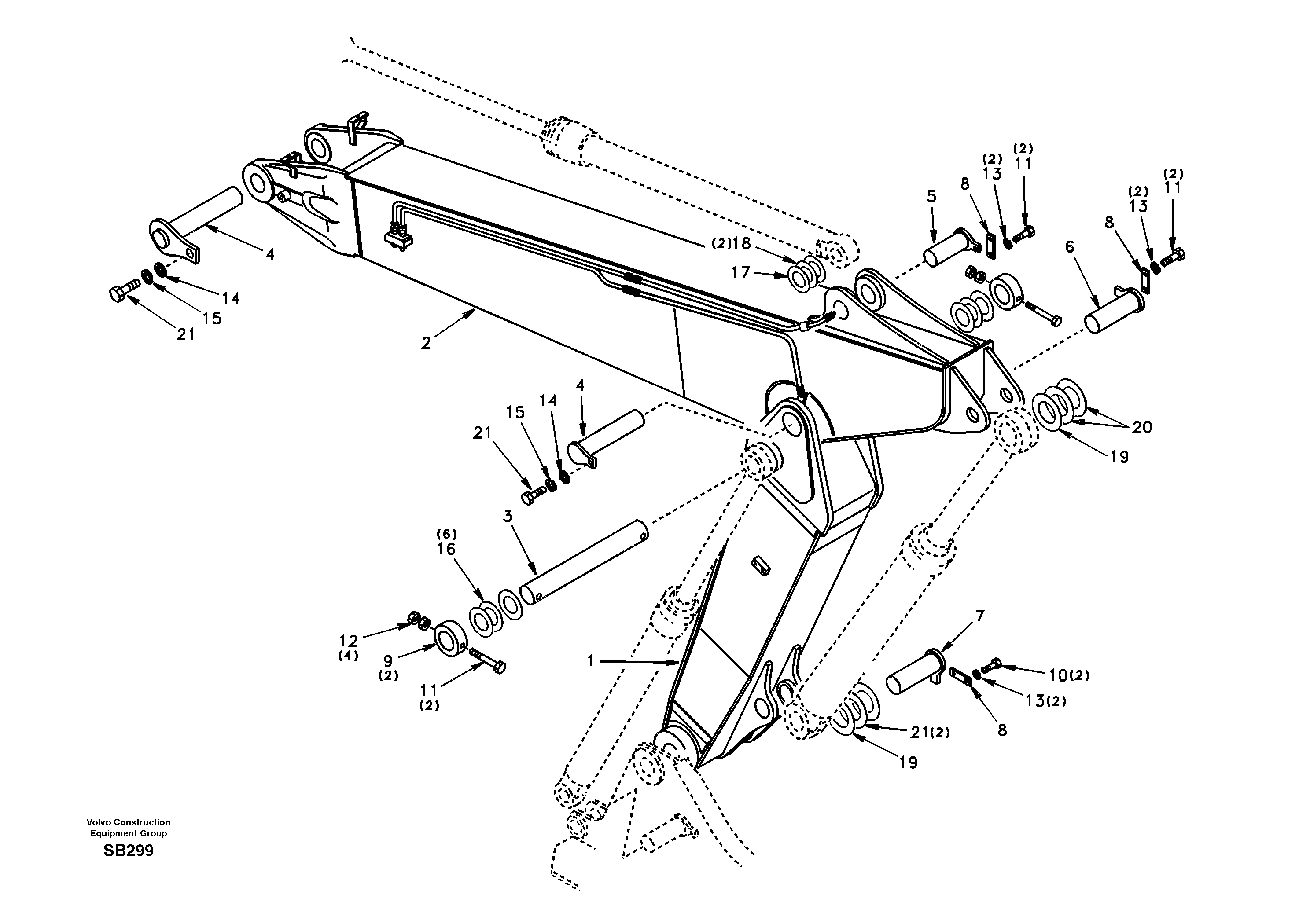 Links to boom, adjustable — volvo parts diagram