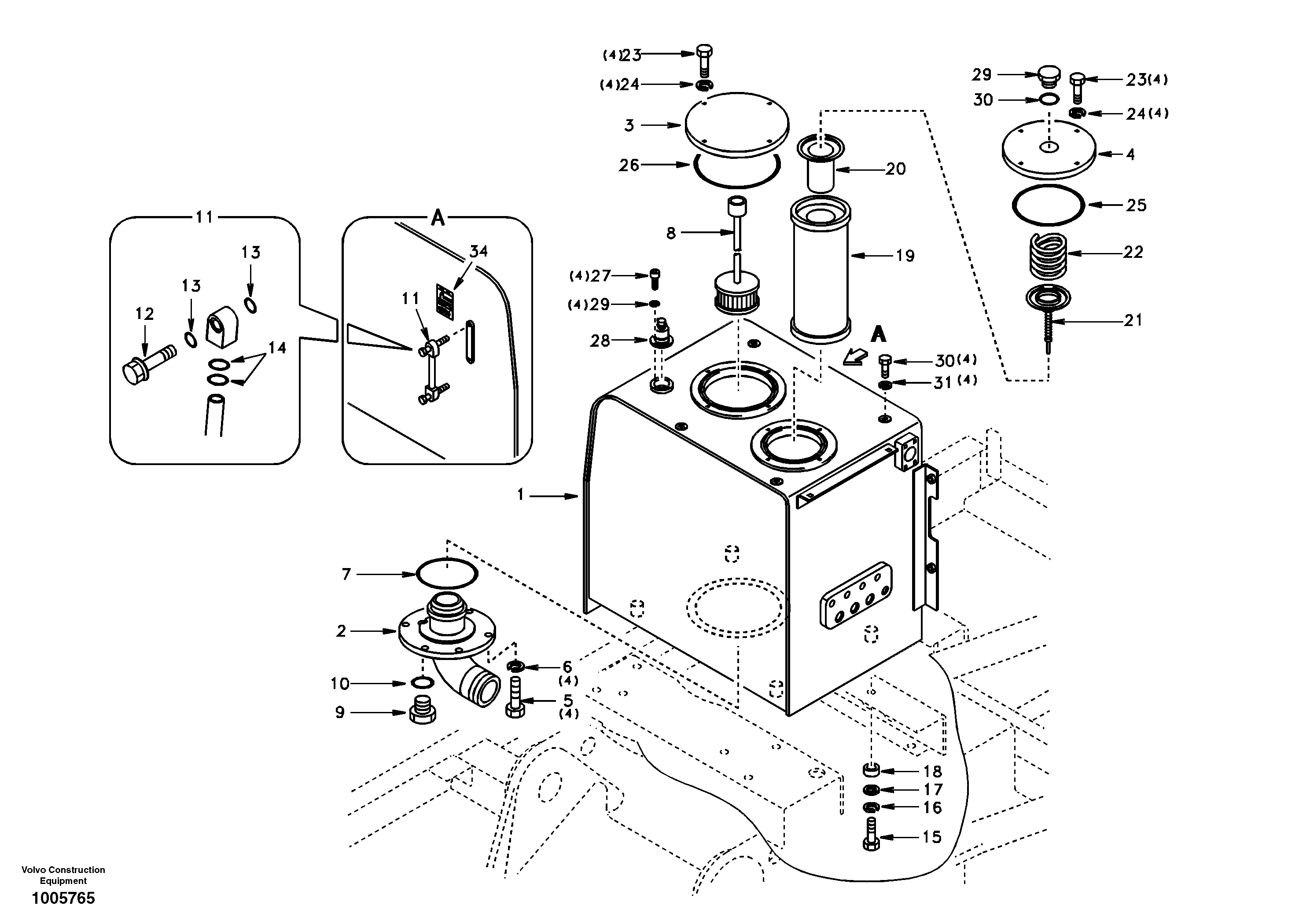 Hydraulic oil tank — volvo parts diagram