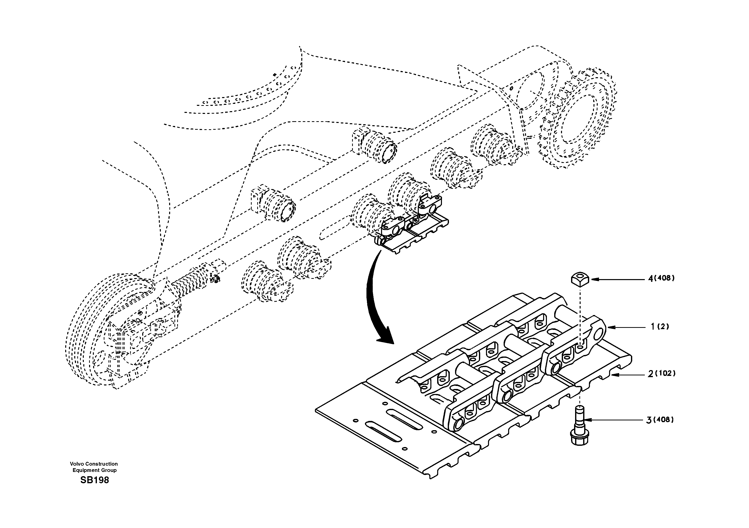 Undercarriage, track with shoes — volvo parts diagram