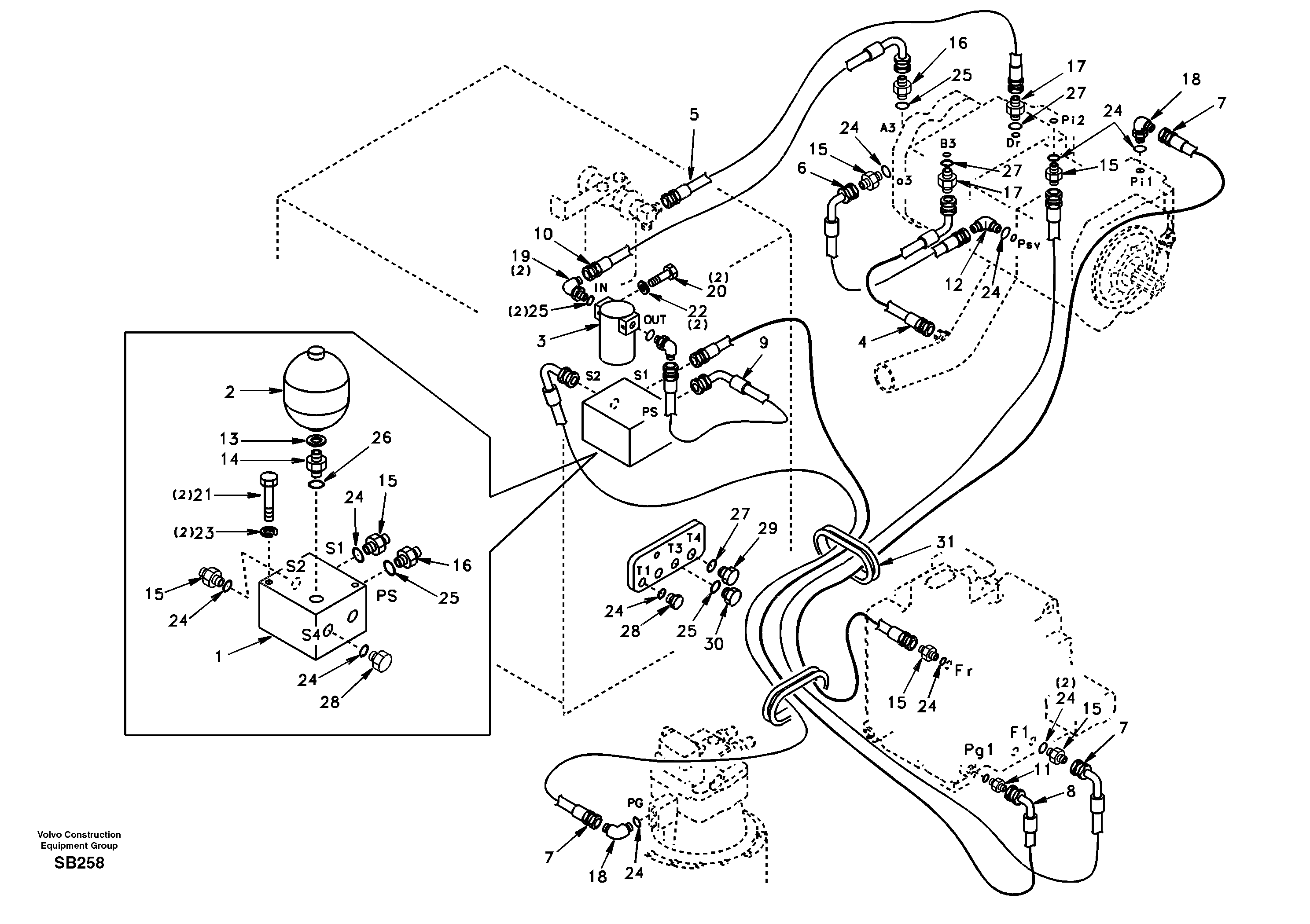 Servo system, pump to control valve — volvo parts diagram