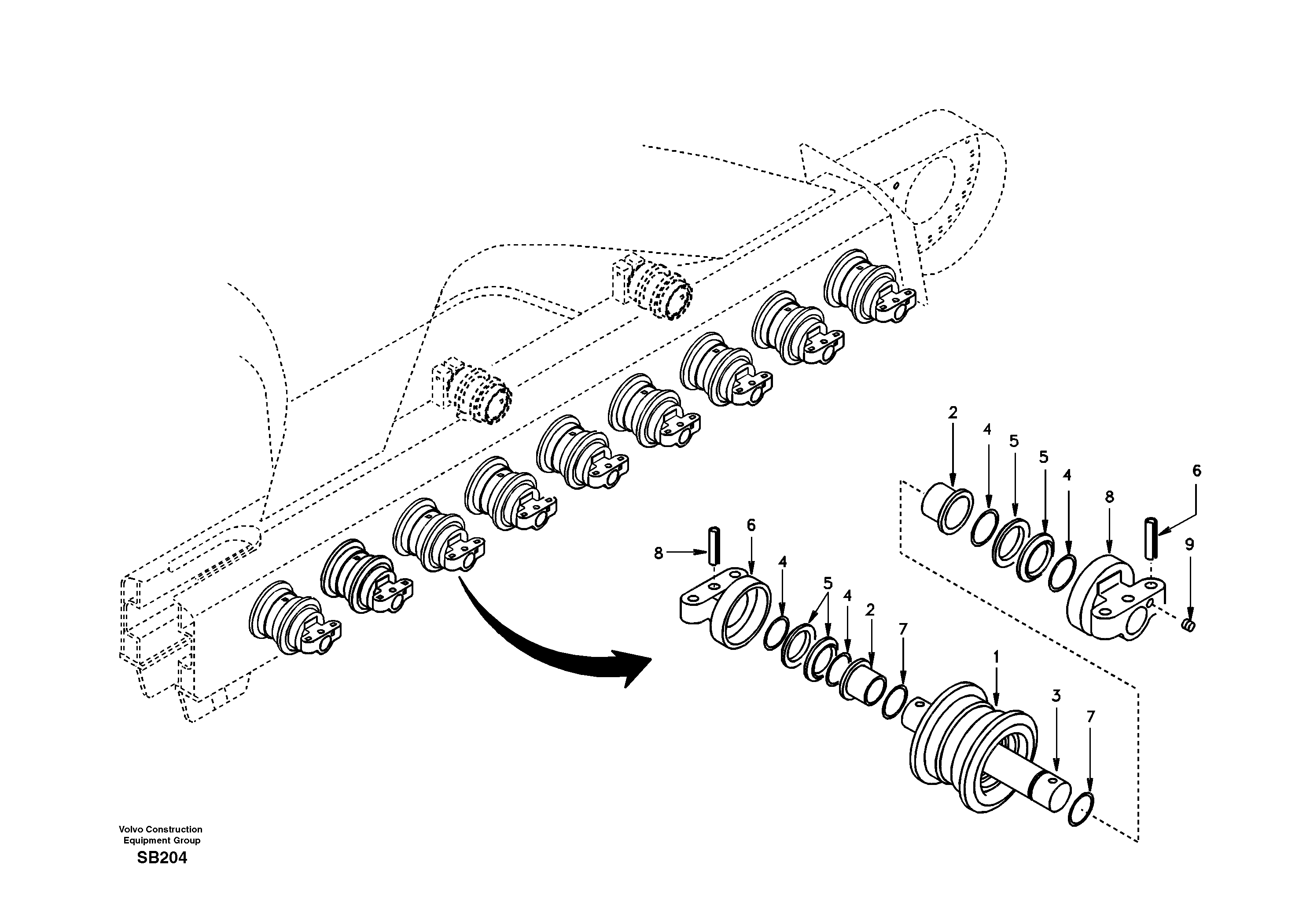 Bottom roller — volvo parts diagram