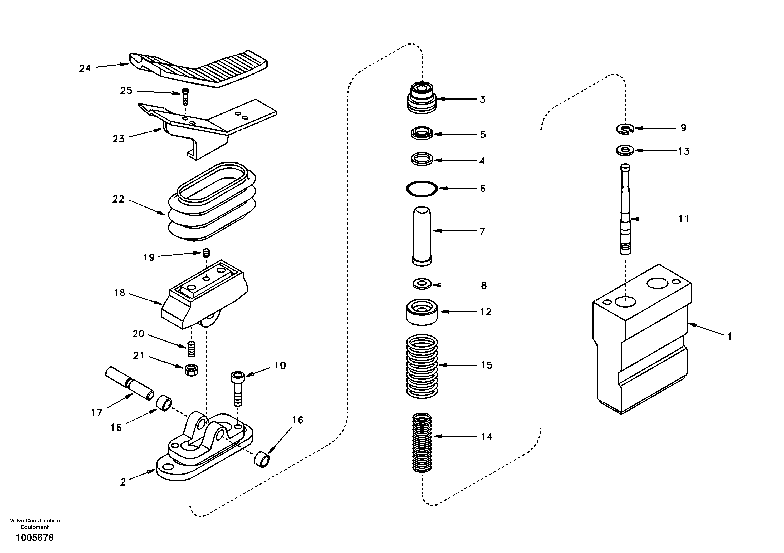 Working hydraulic, remote control valve pedal for adjustable boom — volvo parts diagram