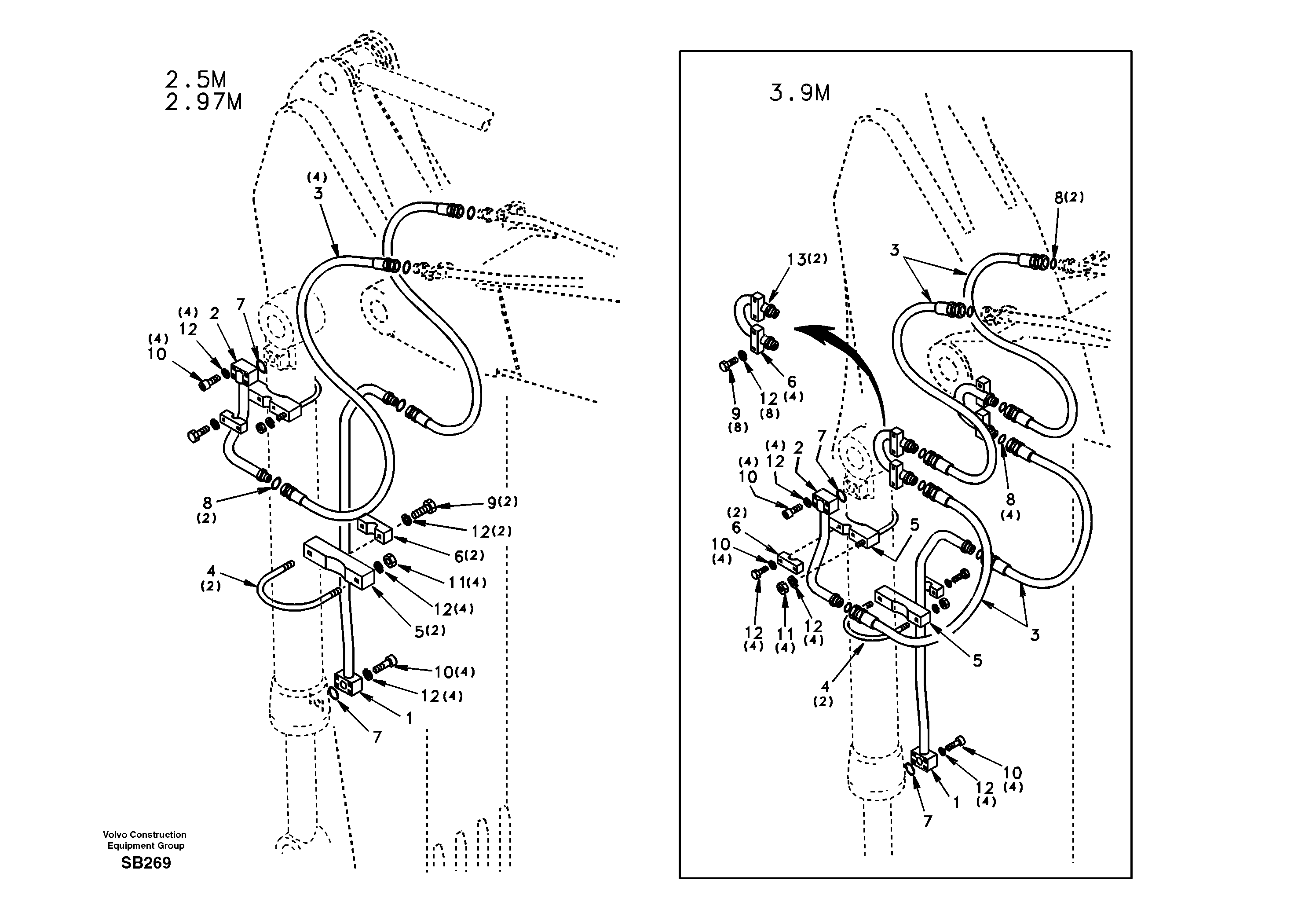 Working hydraulic, dipper arm — volvo parts diagram