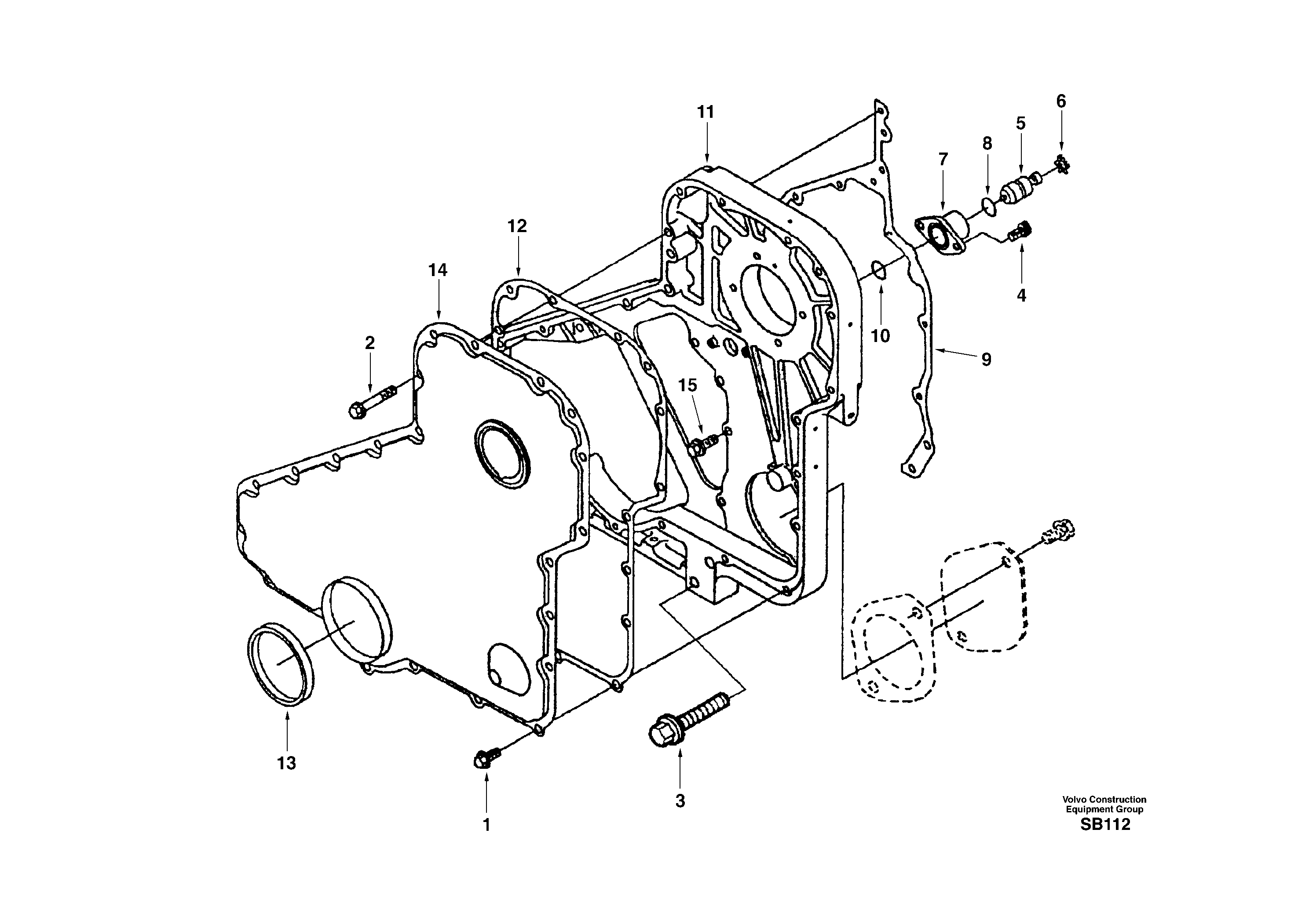 Timing gear casing — volvo parts diagram