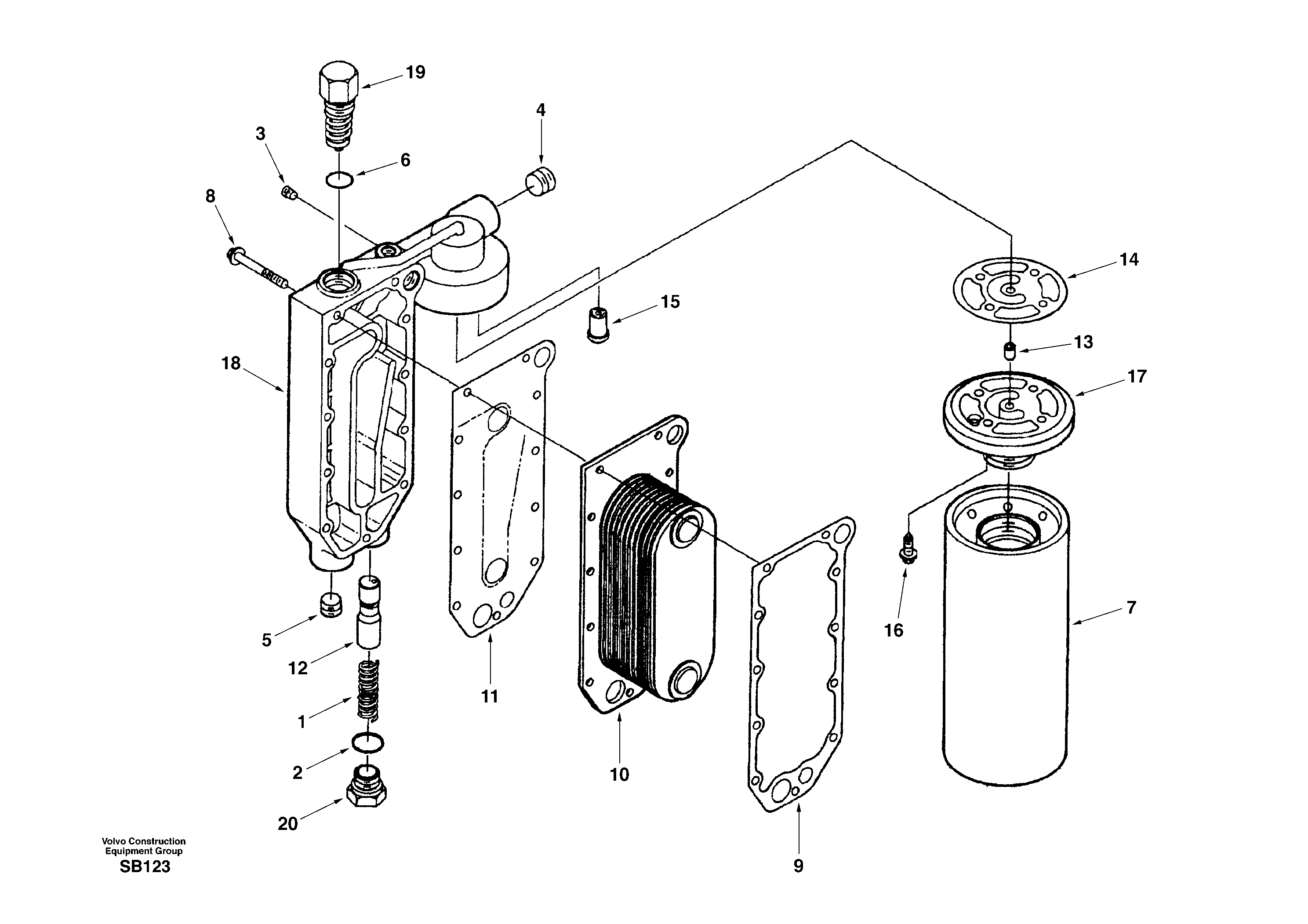 Oil cooler — volvo parts diagram