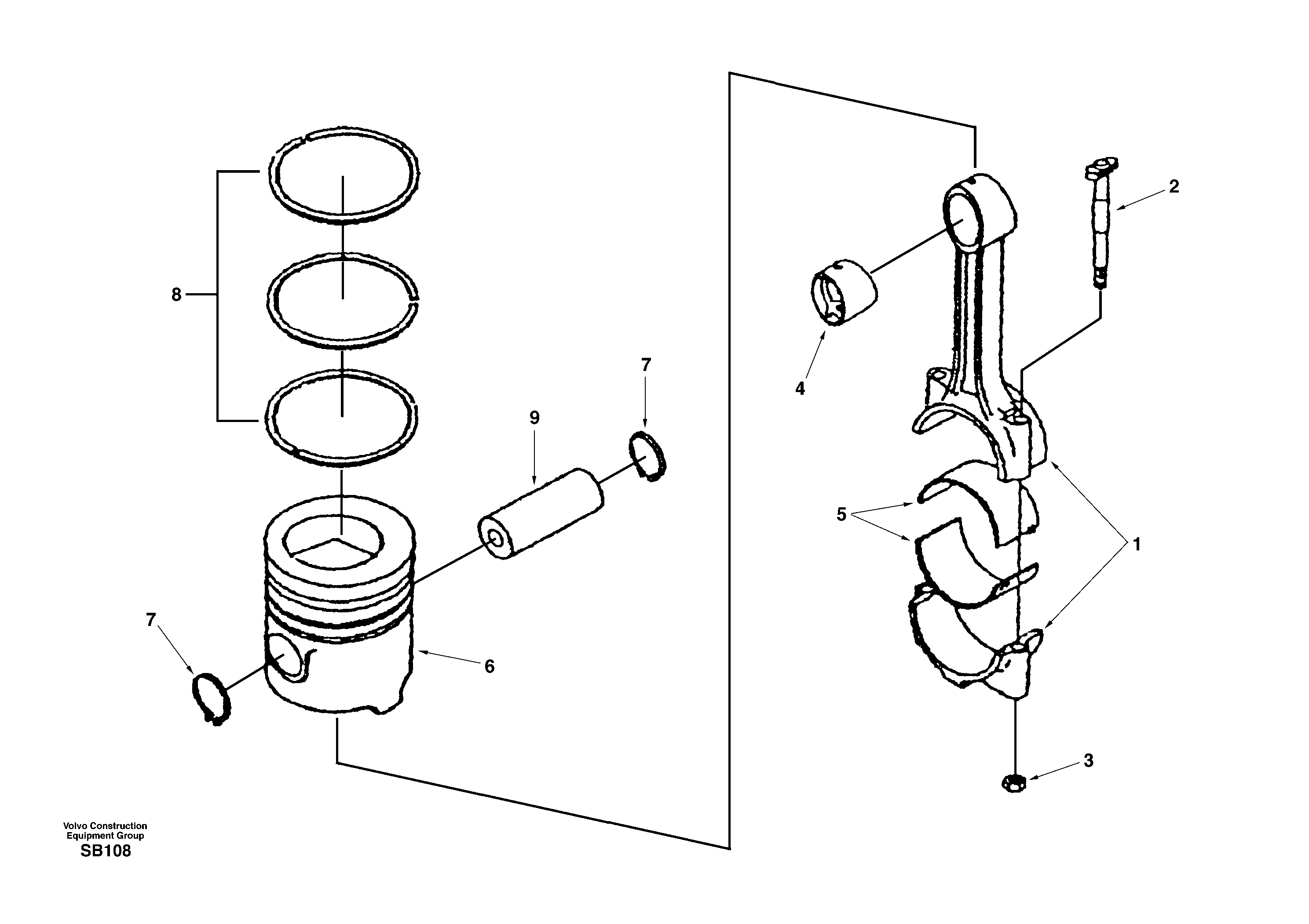 Connecting rod and piston — volvo parts diagram