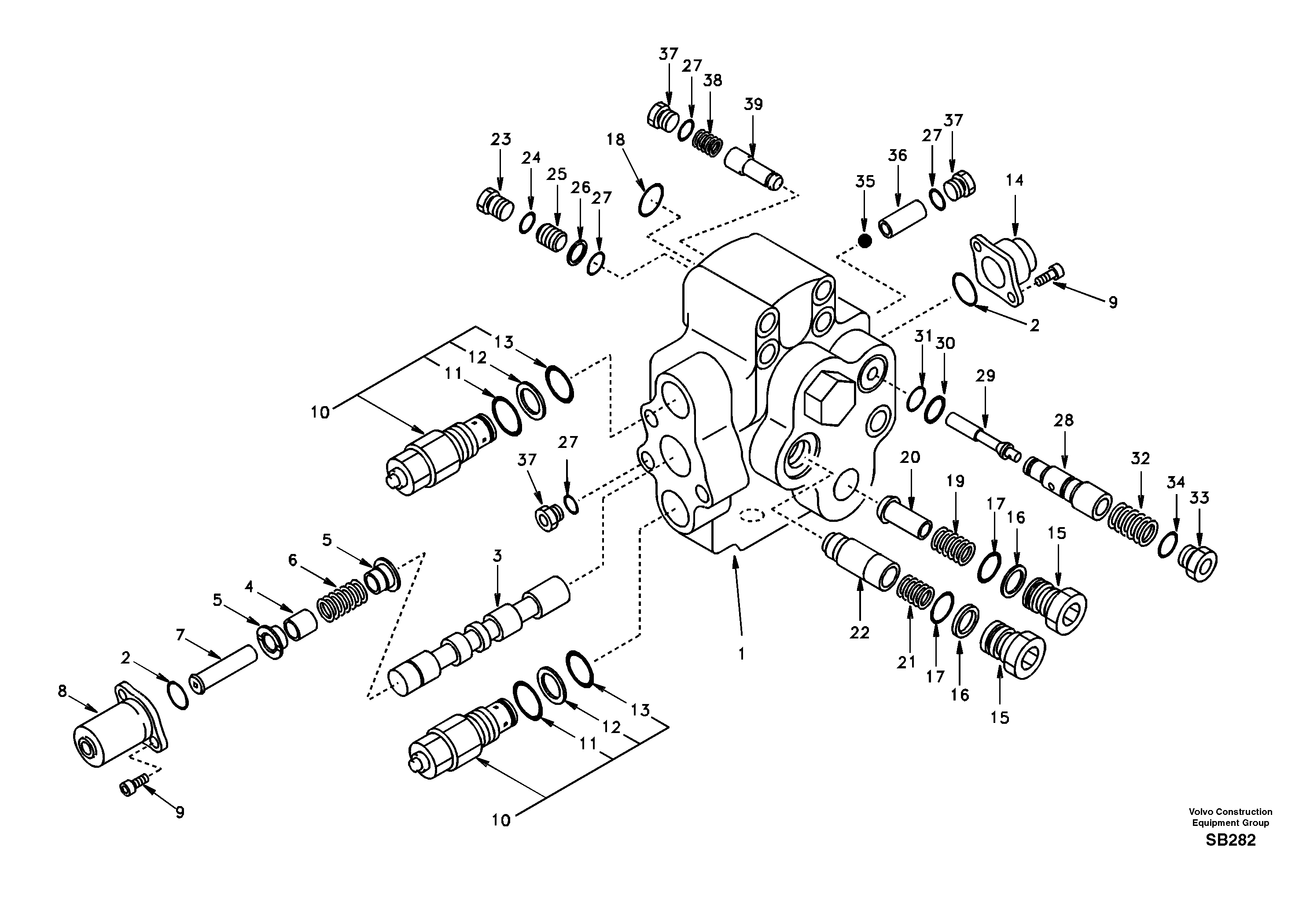Working hydraulic, adjustable boom control valve — volvo parts diagram