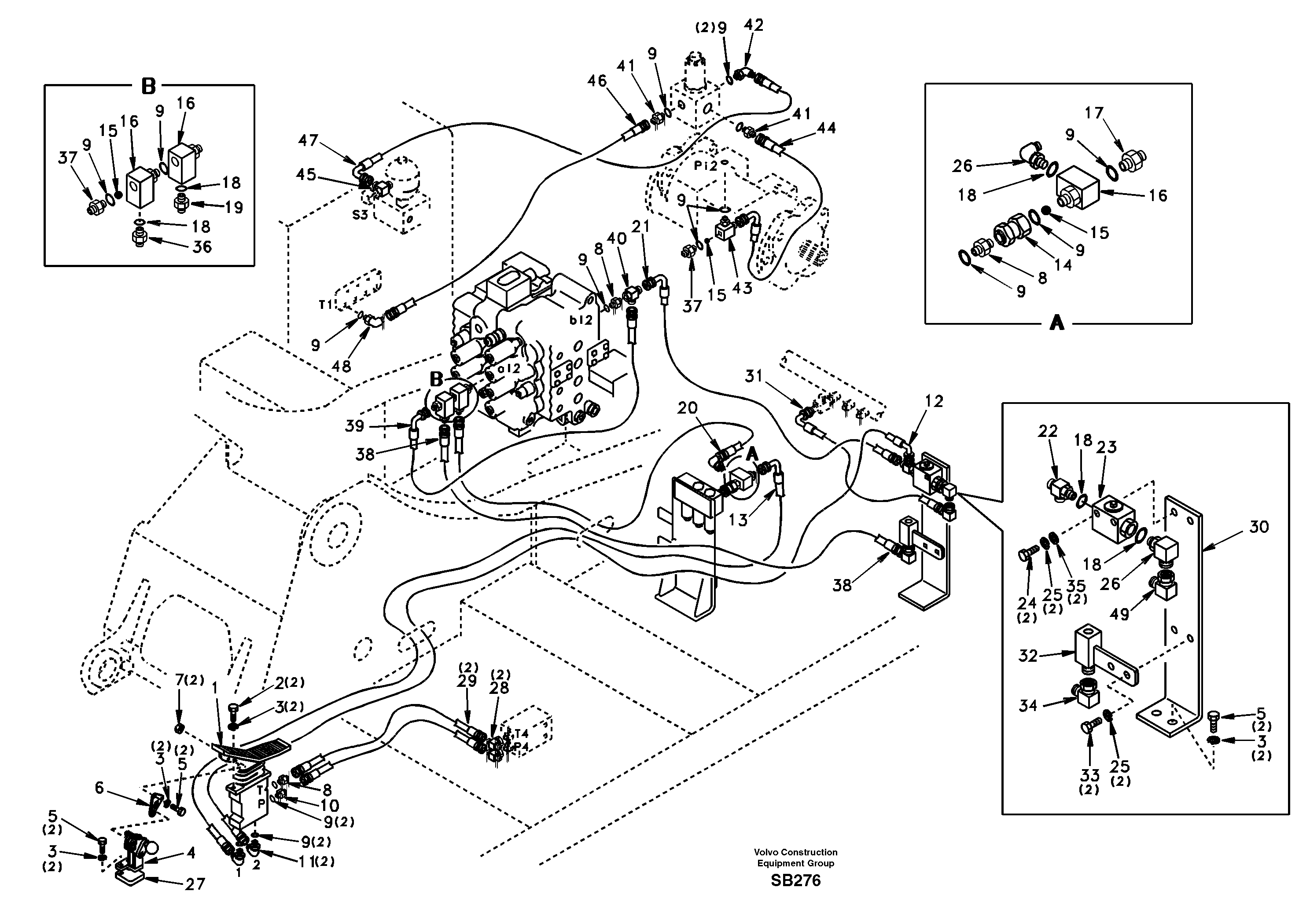 Working hydraulic, hammer and shear for 1st pump flow — volvo parts diagram