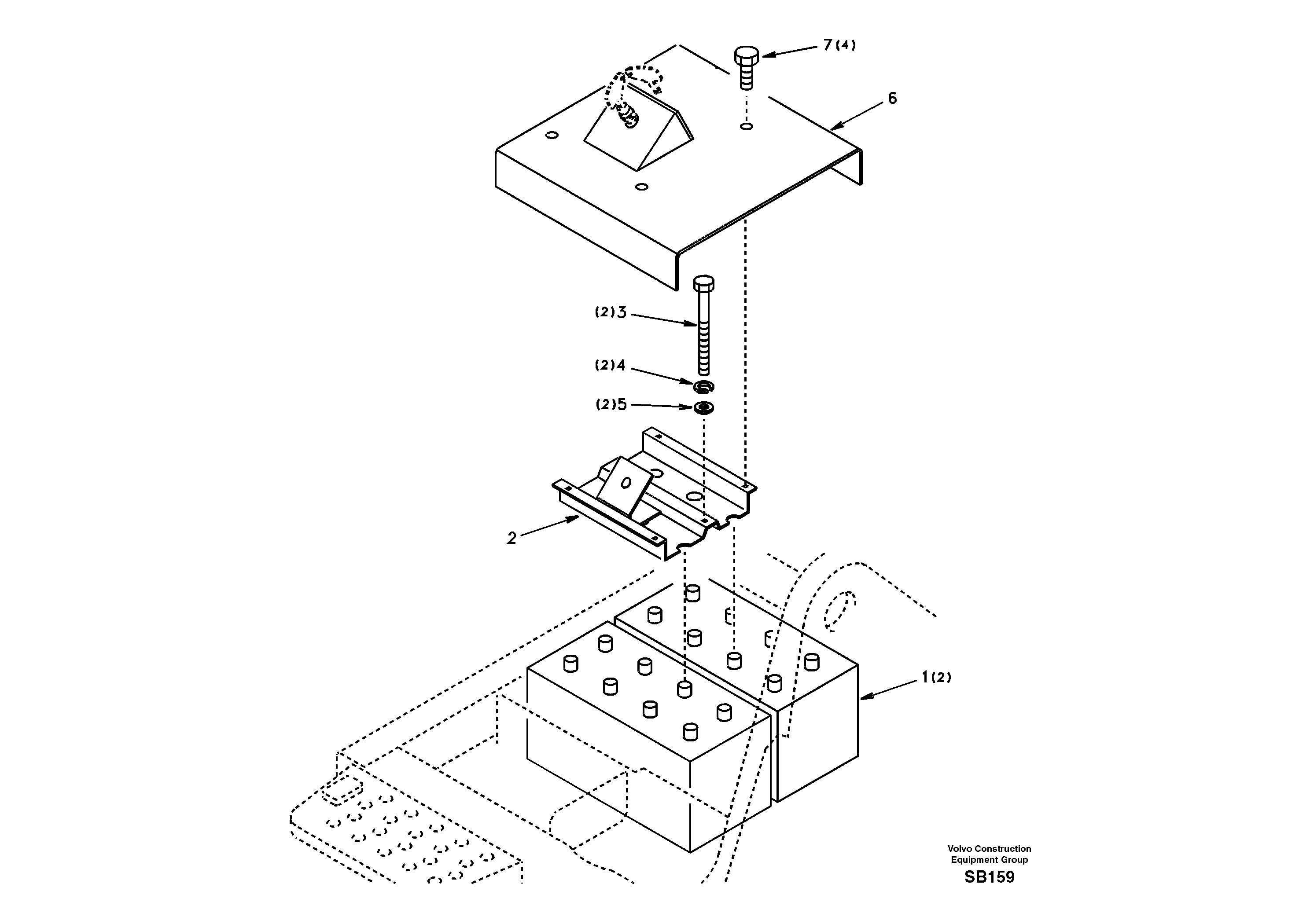Battery with assembling details — volvo parts diagram