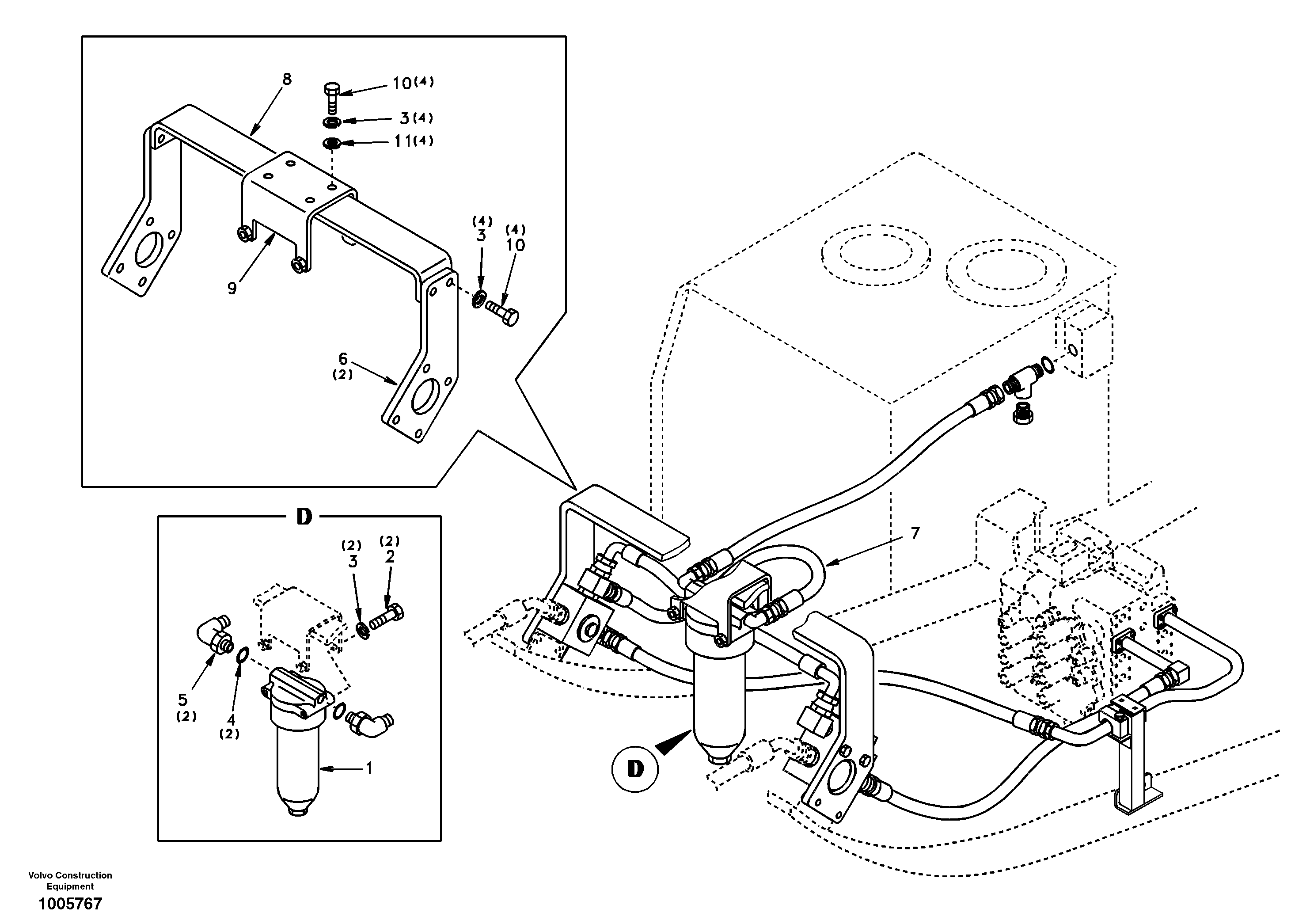 Working hydraulic, hammer and shear for return filter — volvo parts diagram