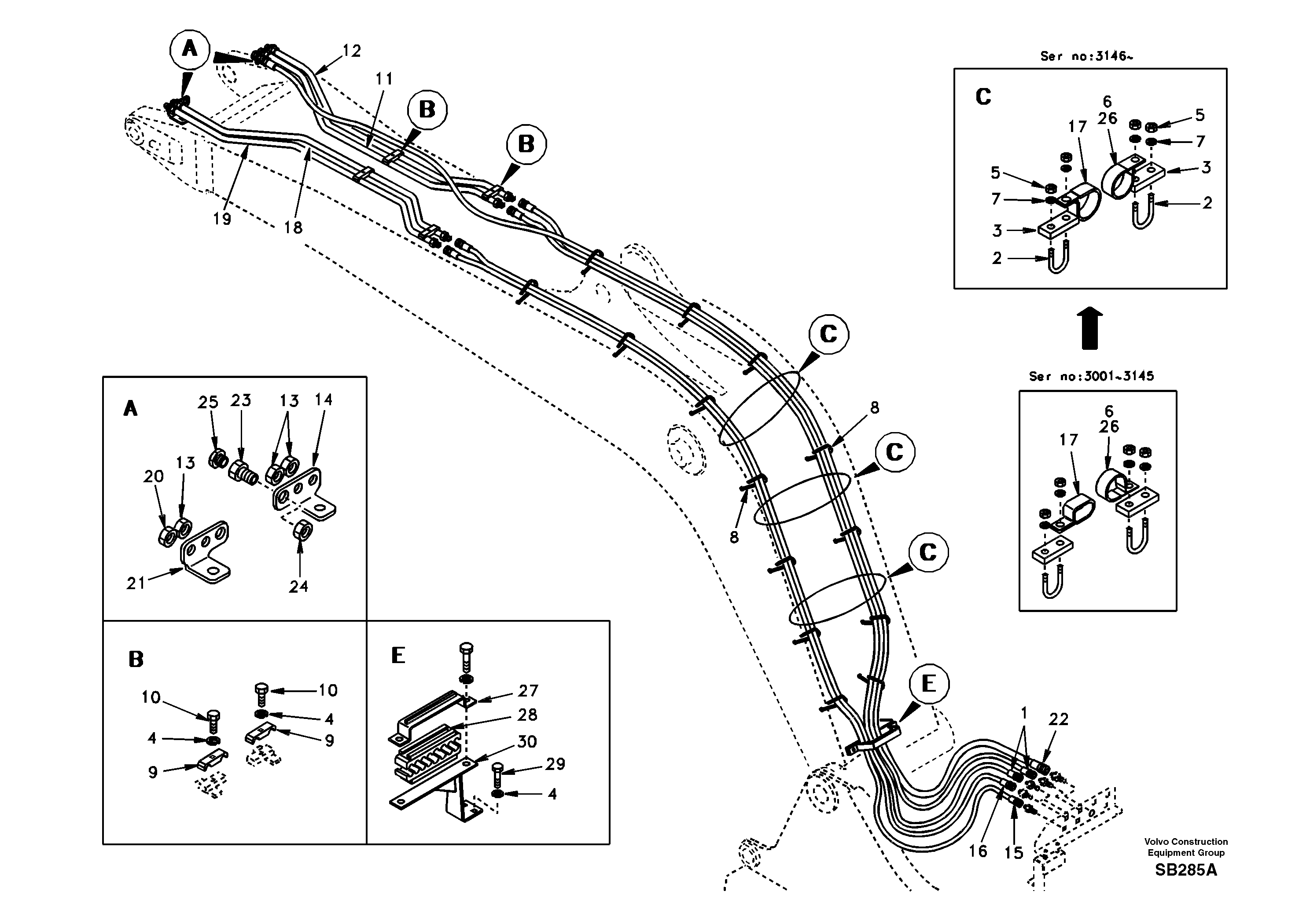 Quickfit and rotator hydraulic boom — volvo parts diagram