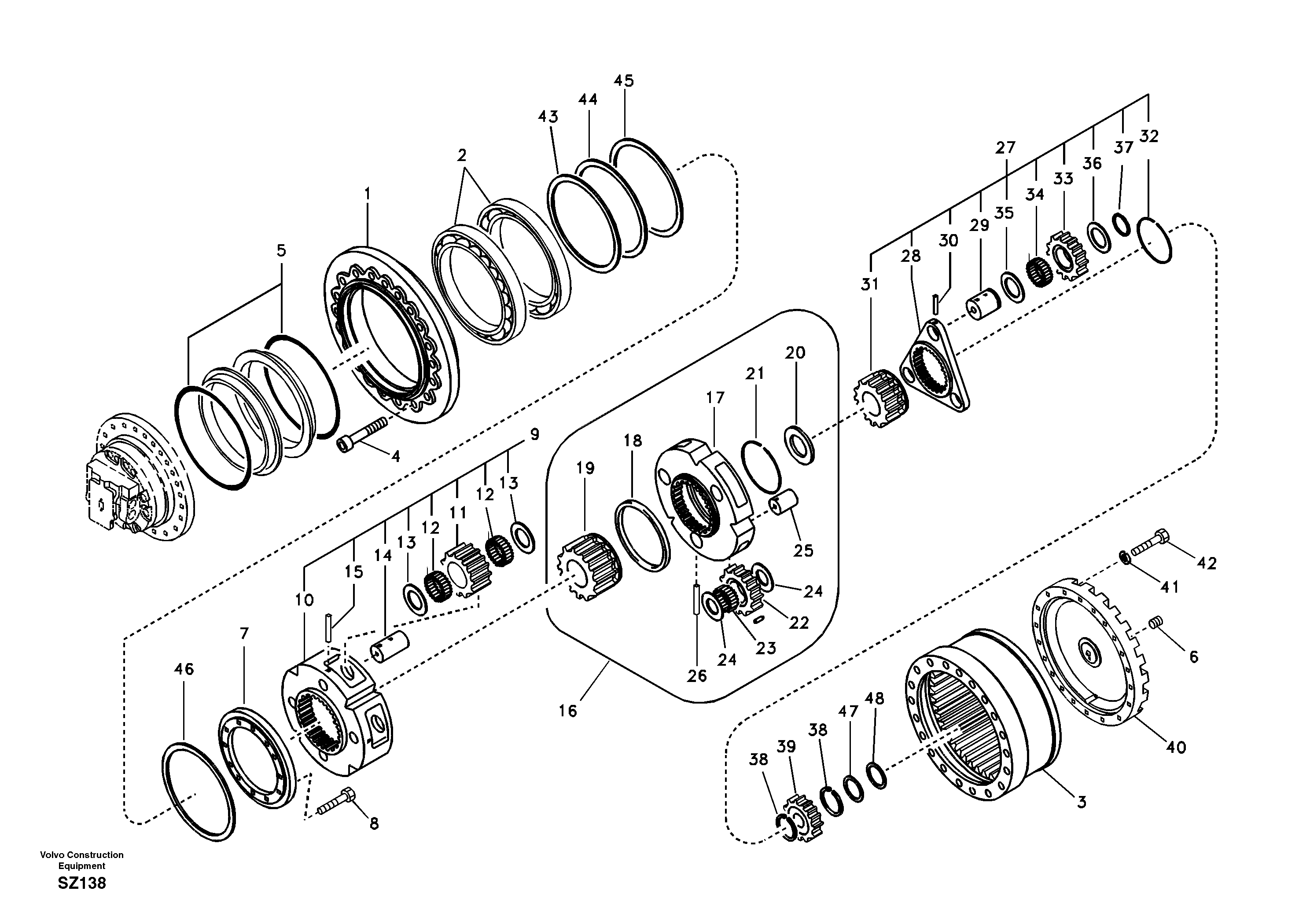 Travel gearbox — volvo parts diagram