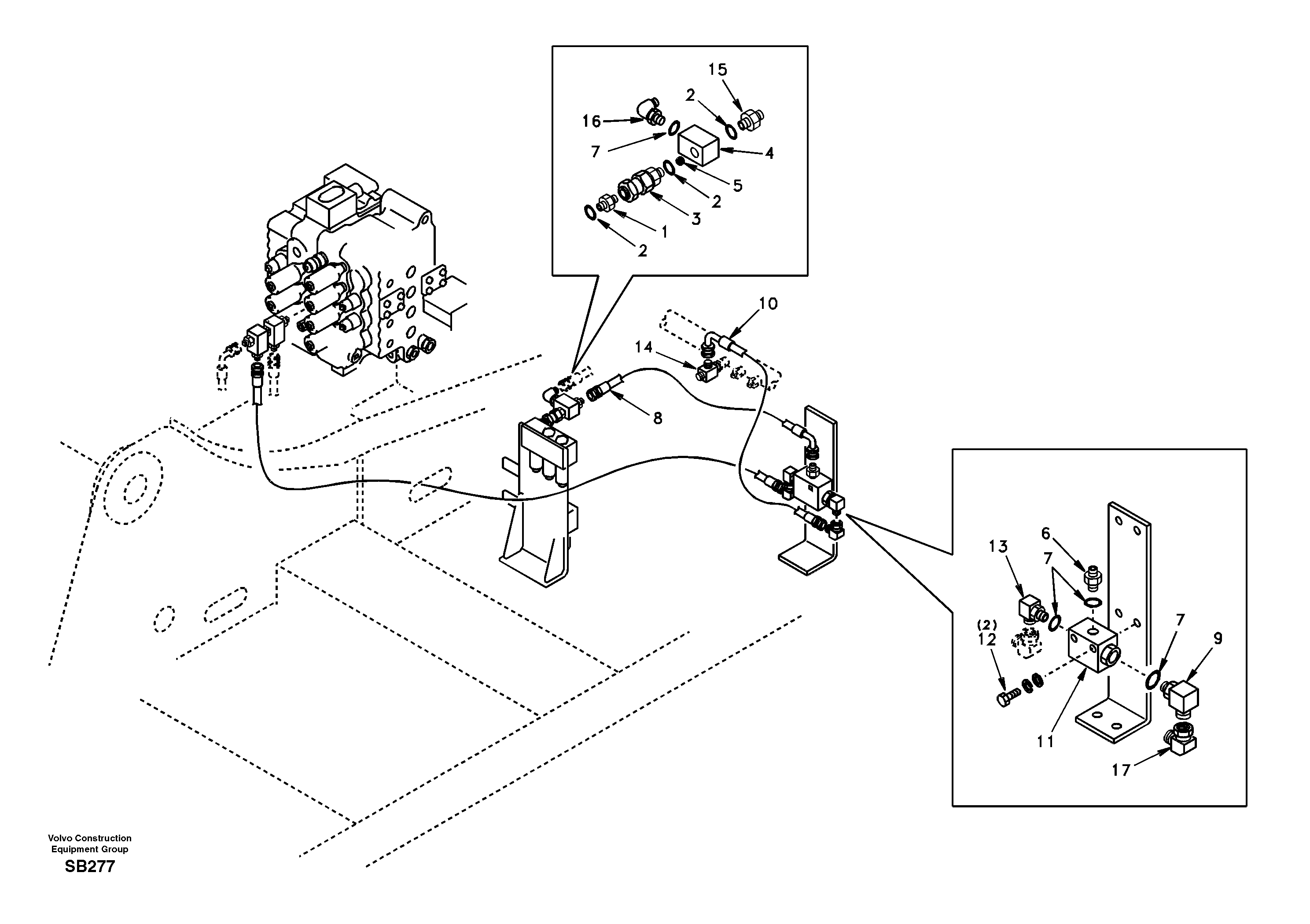 Working hydraulic, hammer and shear for 2nd pump flow — volvo parts diagram