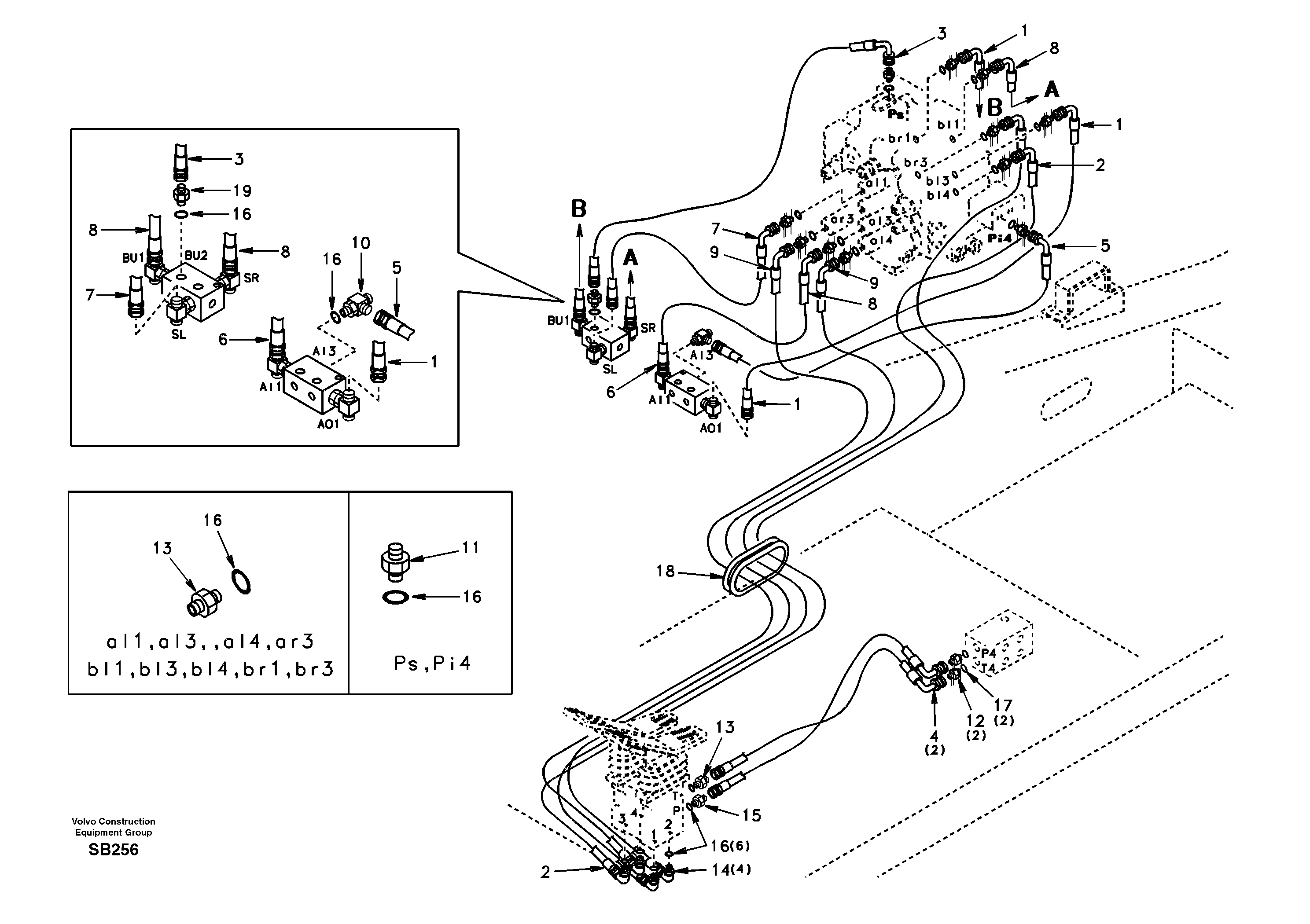 Servo system, control valve to remote control valve pedal — volvo parts diagram