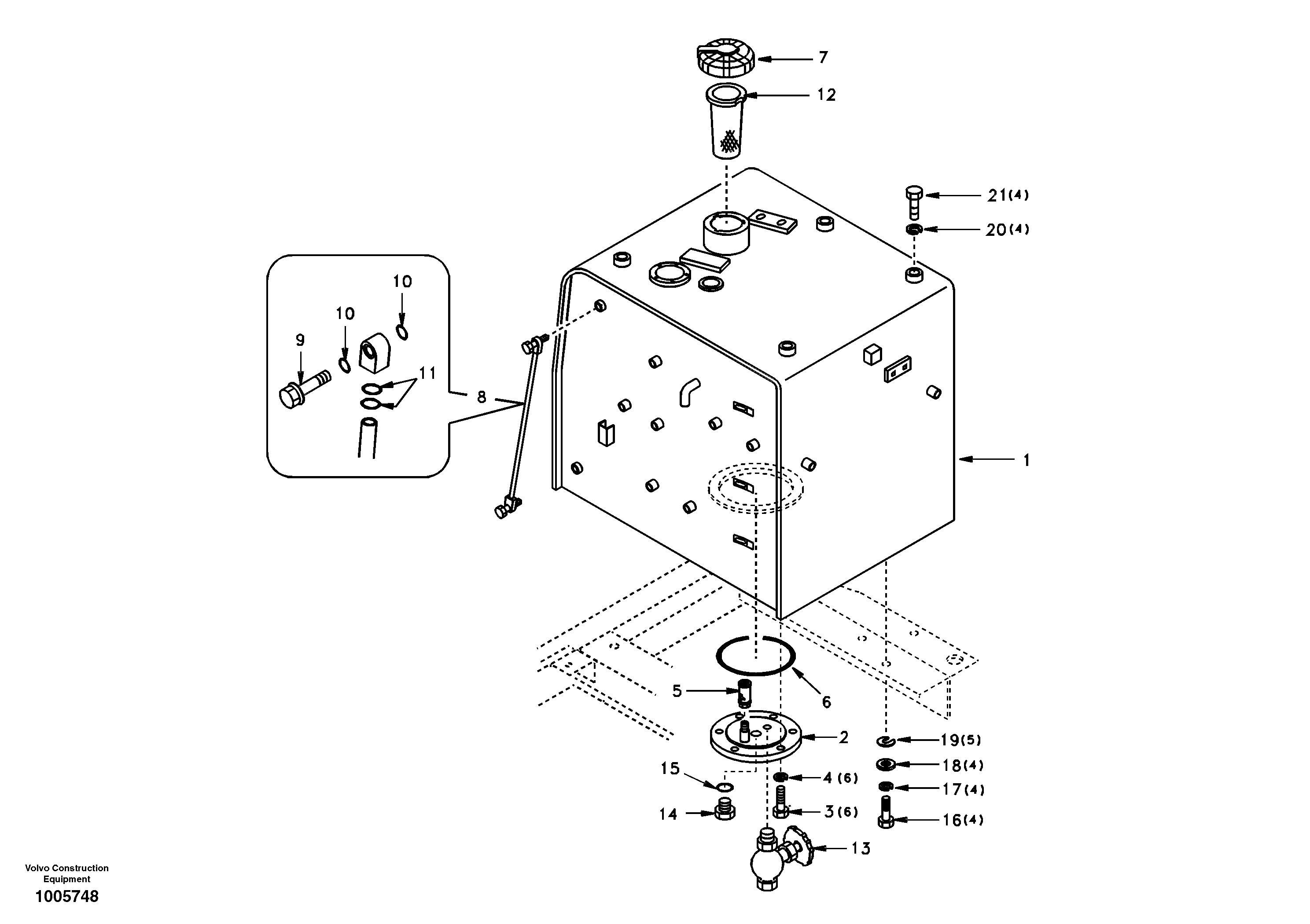 Fuel tank with fitting parts — volvo parts diagram
