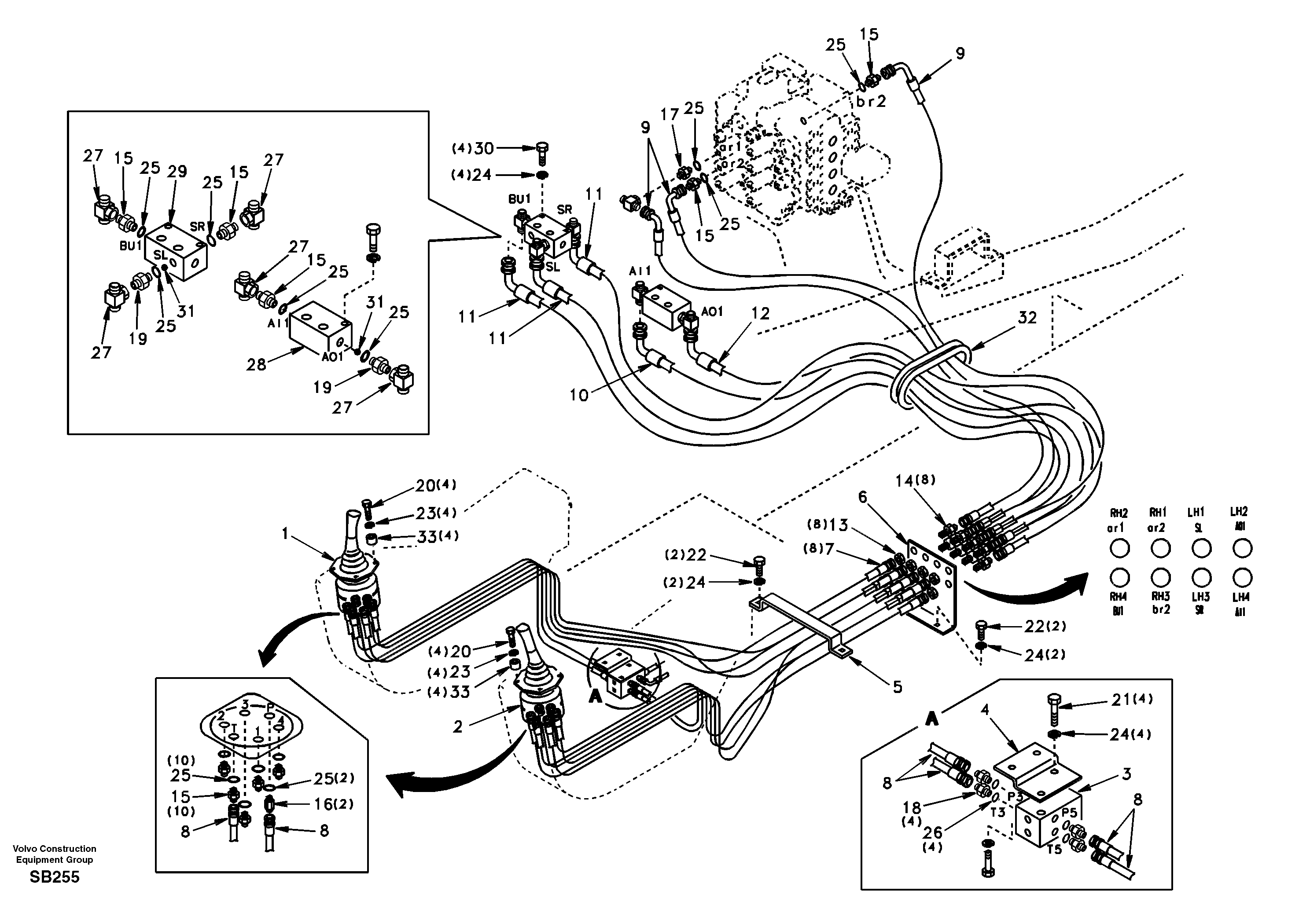 Servo system, control valve to remote control valve — volvo parts diagram