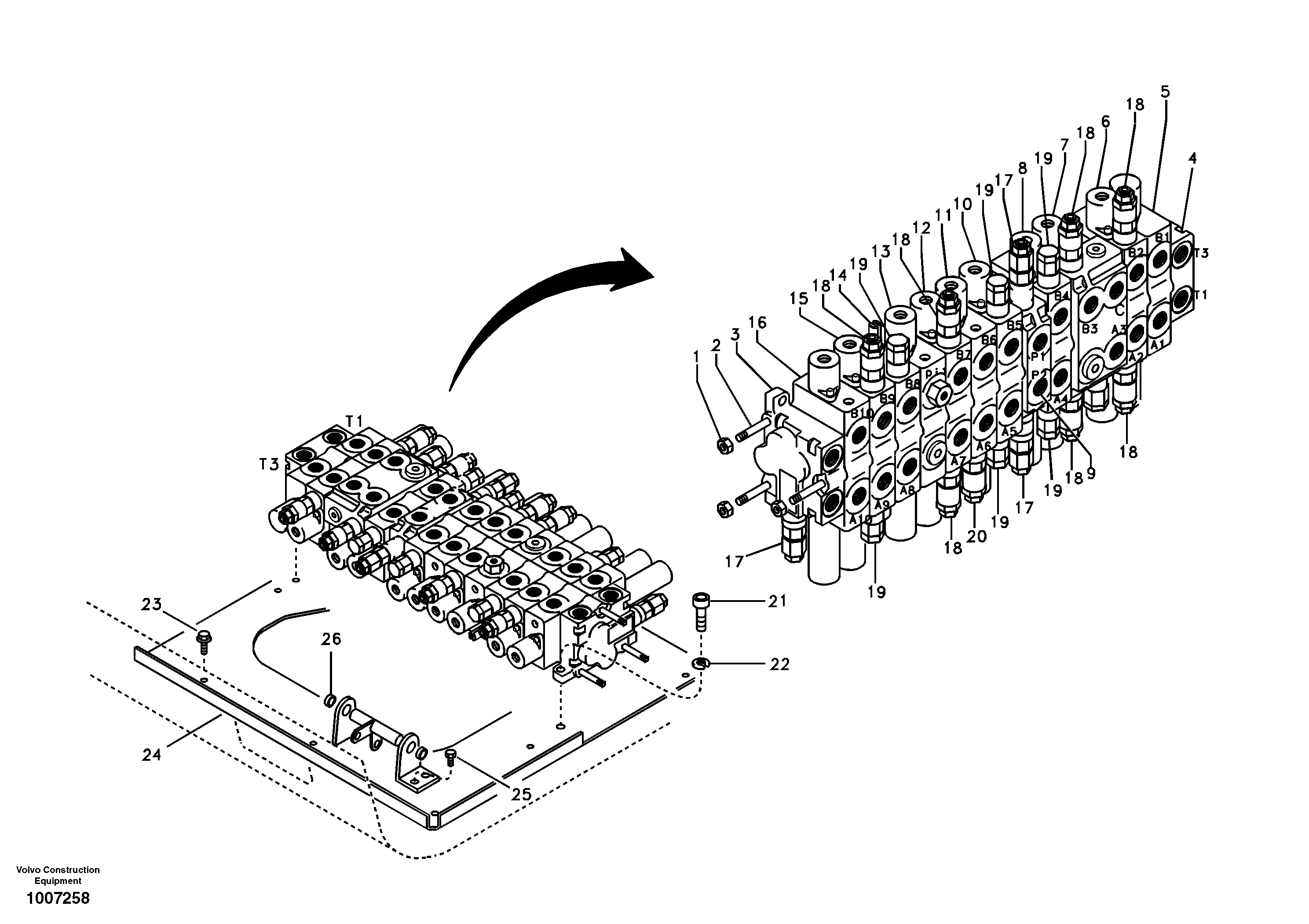 Control valve with fitting parts. — volvo parts diagram