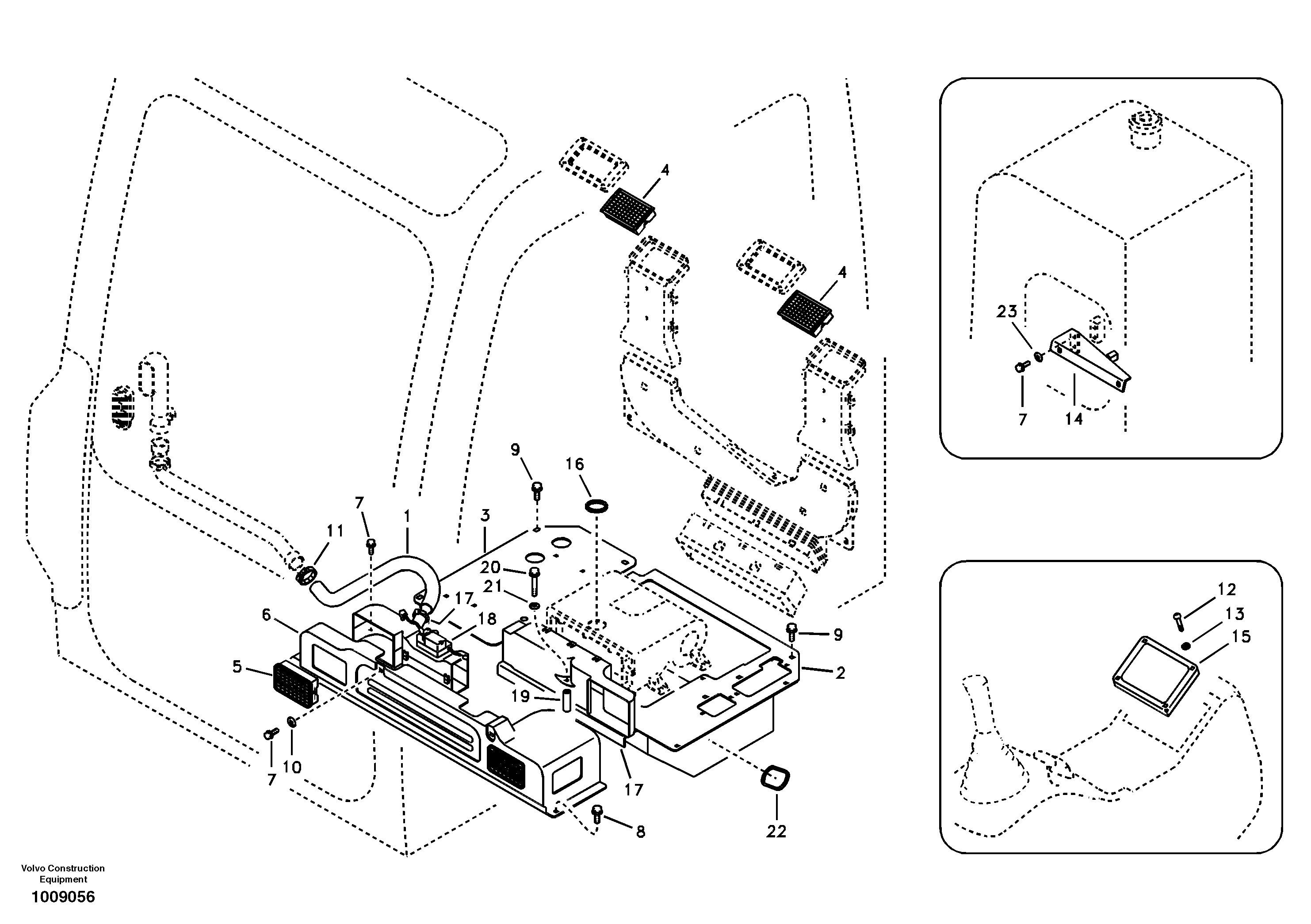 Air duct in cabin and cabin floor — volvo parts diagram