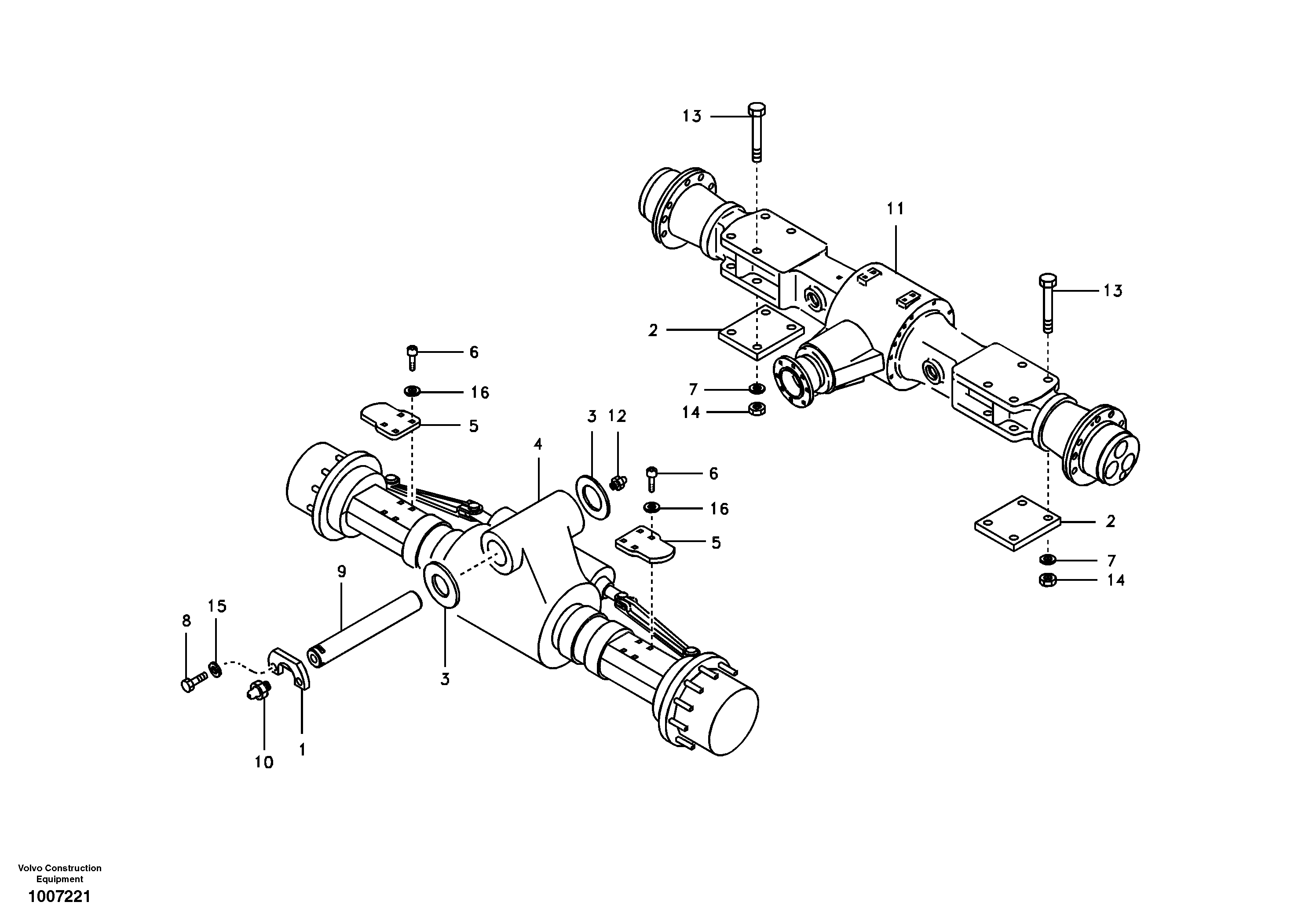 Front and rear axle mounting — volvo parts diagram