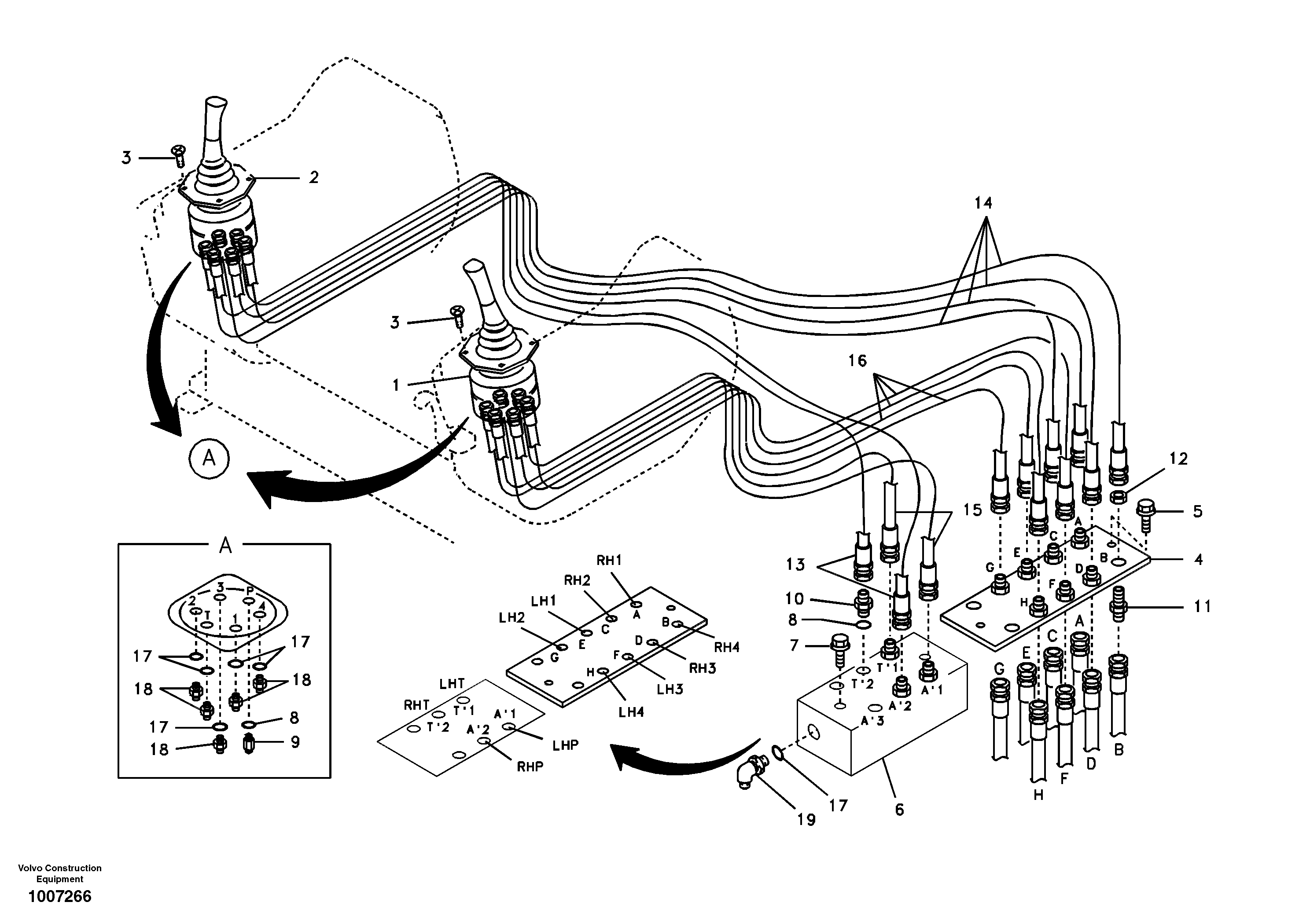 Servo system, control valve to remote control valve — volvo parts diagram