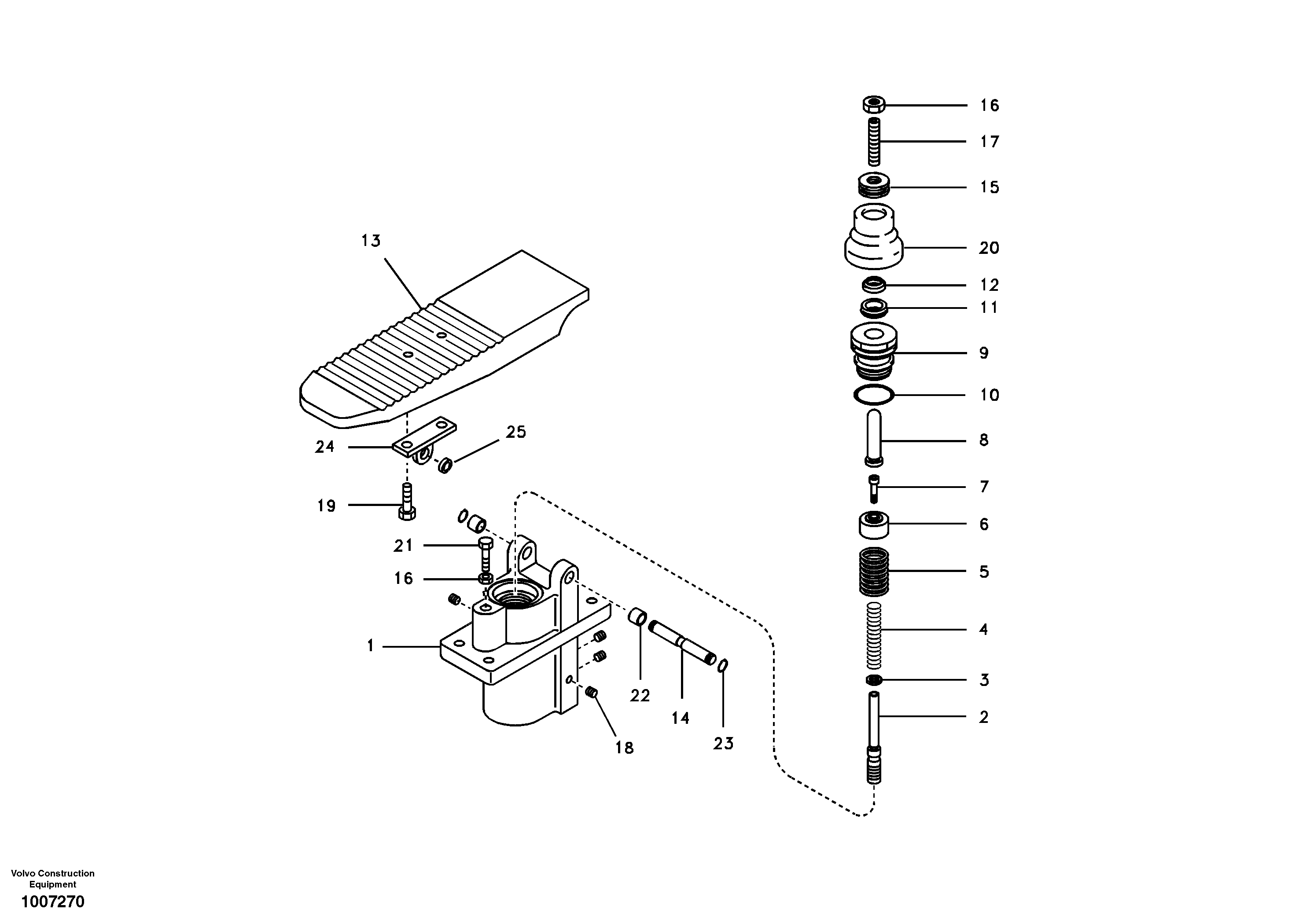 Remote control valve pedal — volvo parts diagram