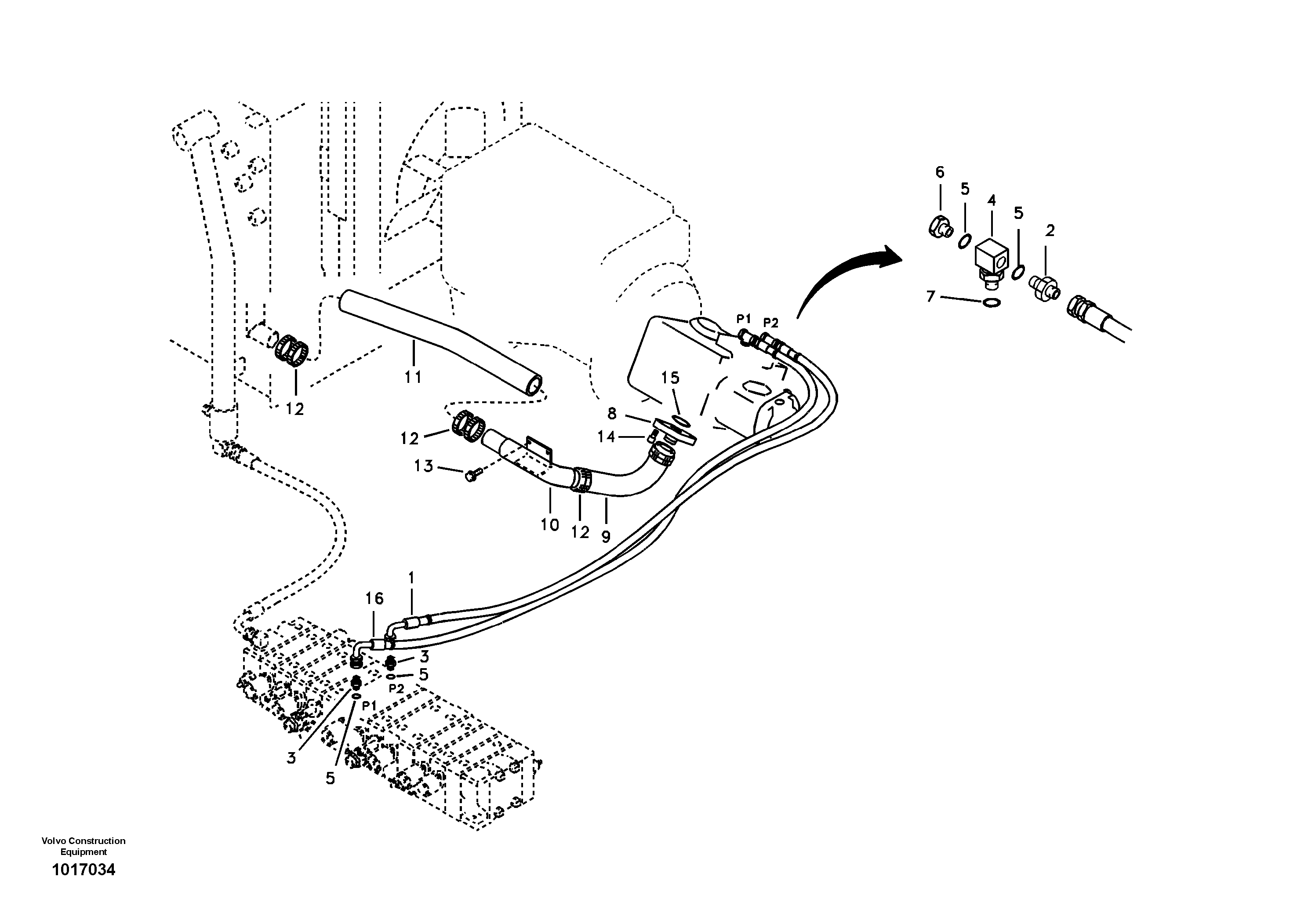 Hydraulic system, hydraulic tank to hydraulic pump — volvo parts diagram