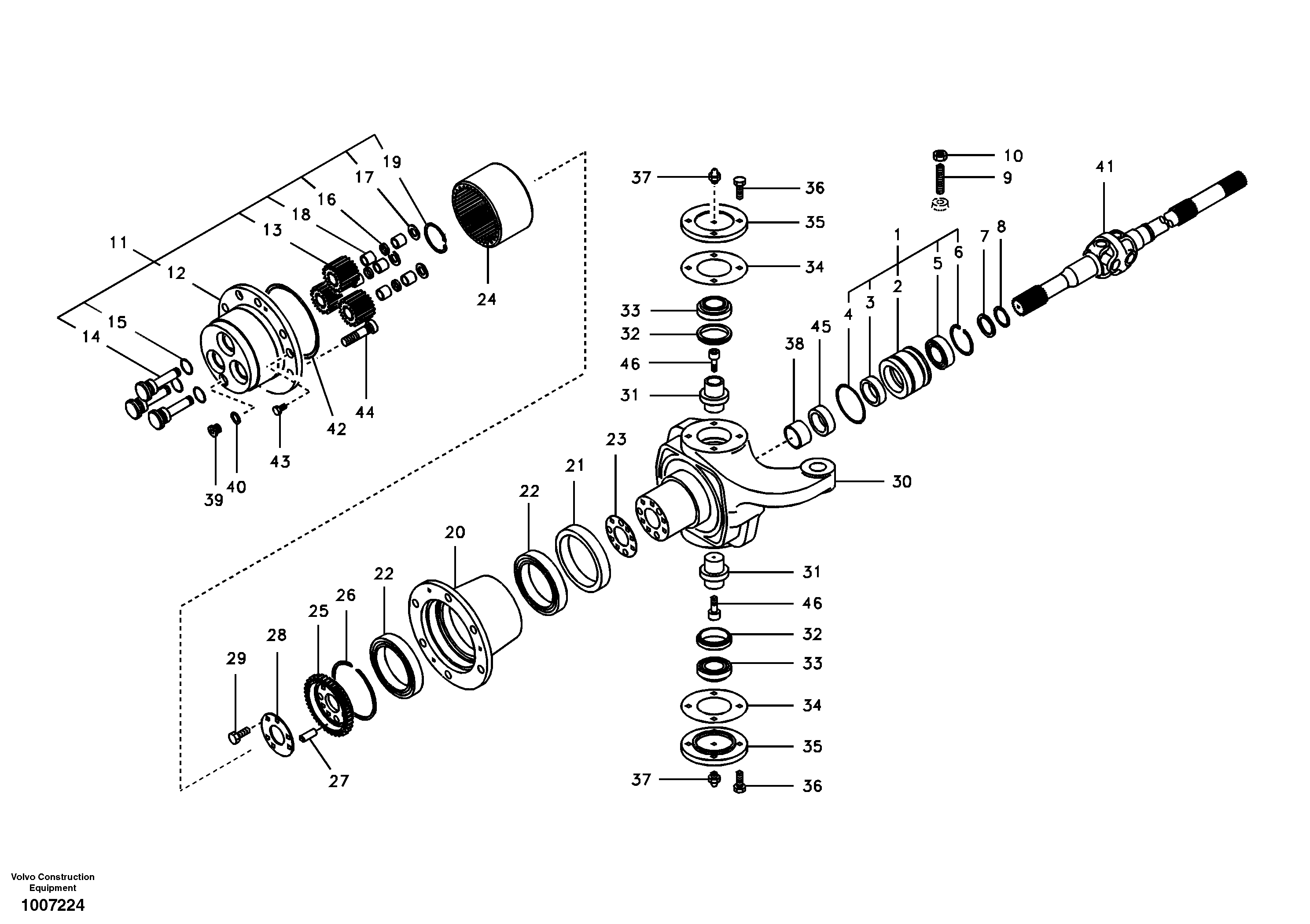 Hub reduction, front axle — volvo parts diagram